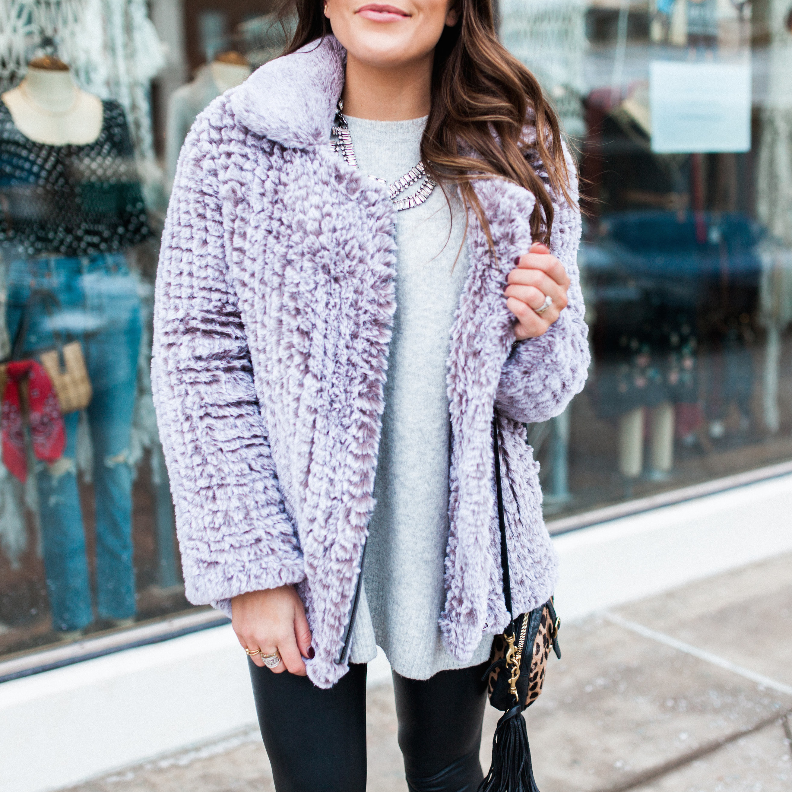 Fun Faux Fur Cat / Date Night Winter Outfit Idea