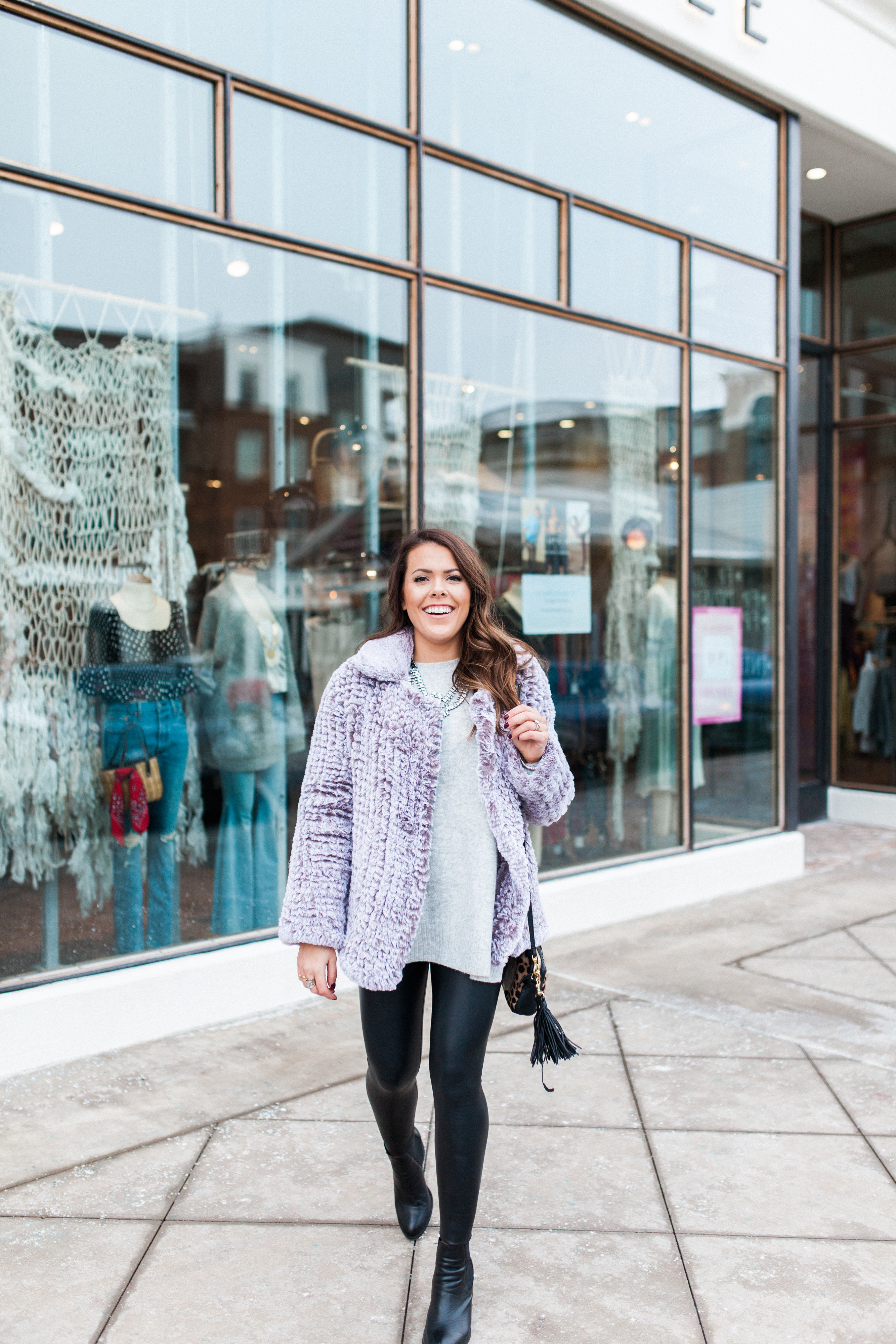 Fun Faux Fur Cat / Date Night Winter Outfit Idea