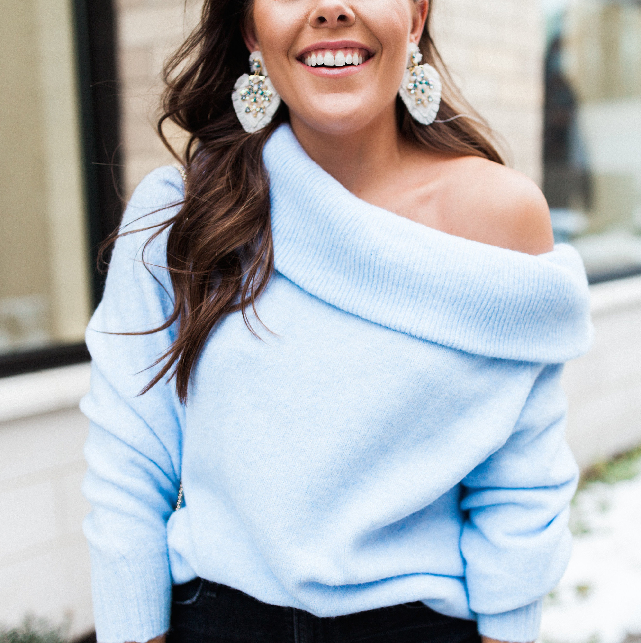 affordable off the shoulder sweater Glitter Gingham
