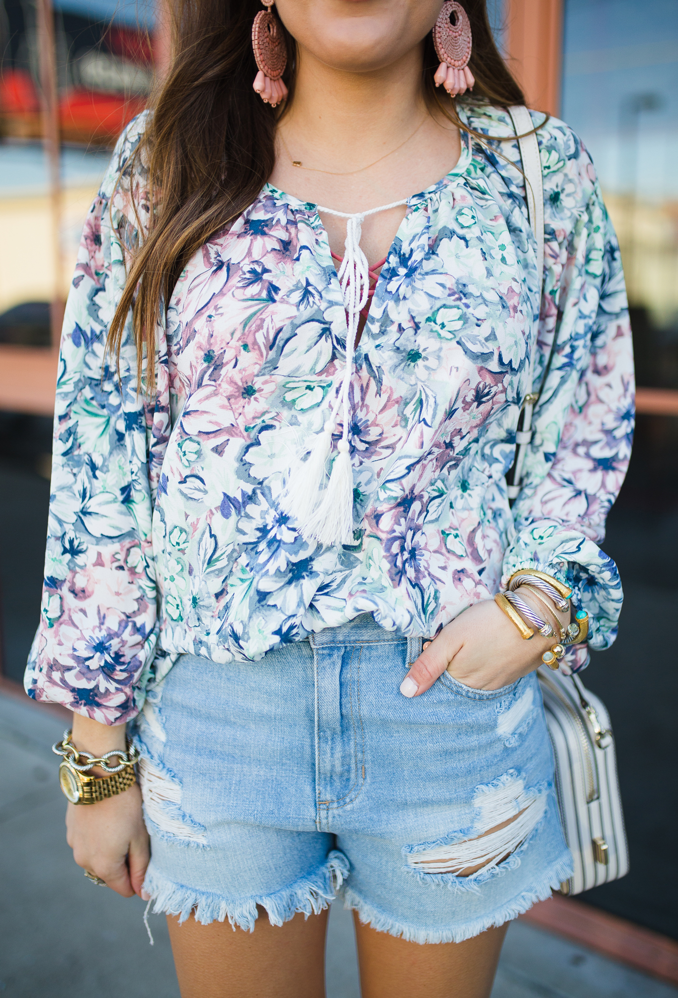 Floral Spring Top / the BEST Denim Shorts 