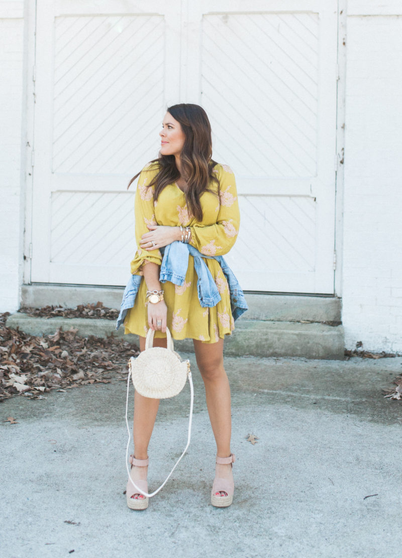 Gingham Floral Shift Dress
