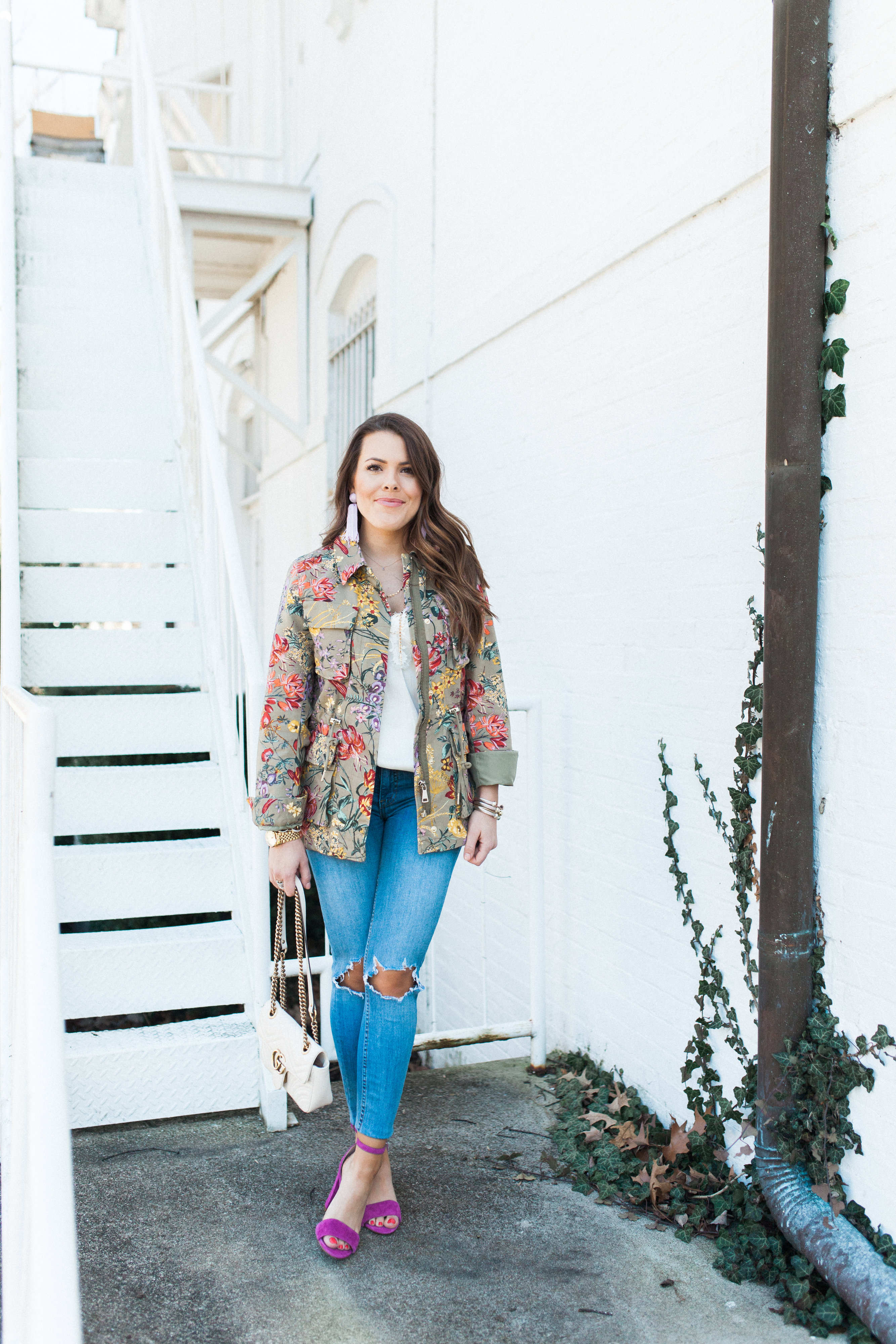 Spring Outfit Idea / Floral Utility Jacket