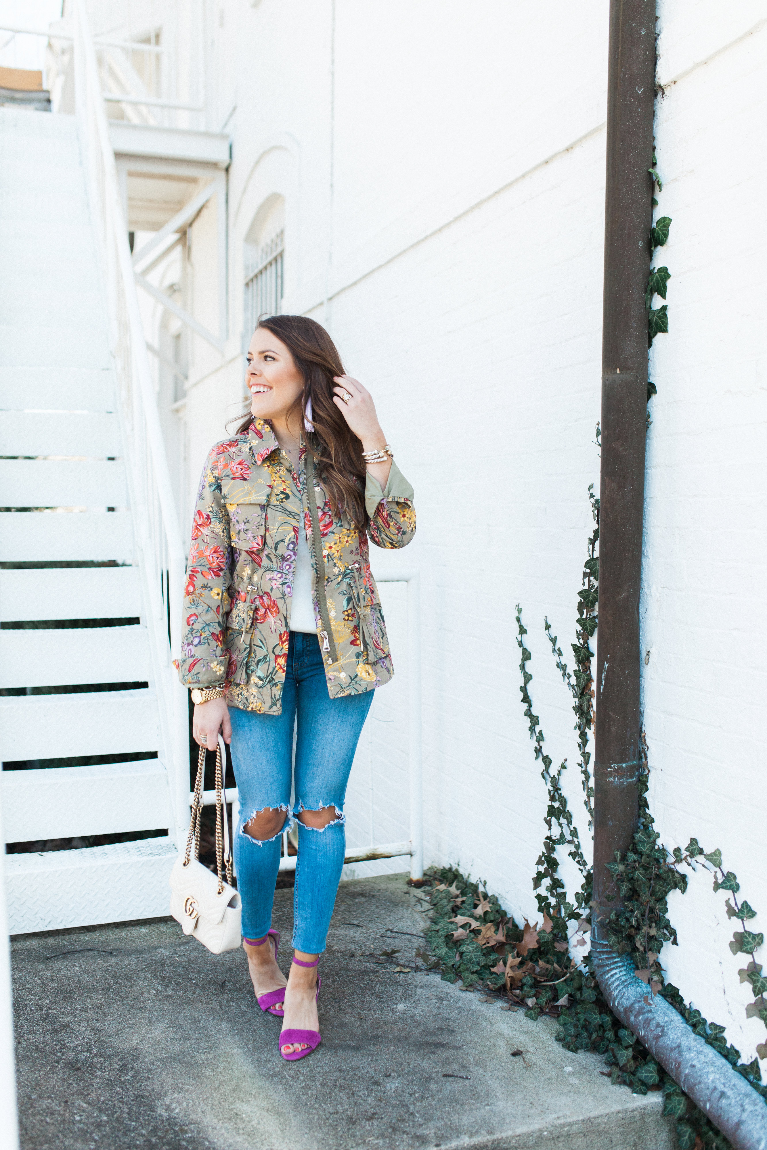 Spring Outfit Idea / Floral Utility Jacket