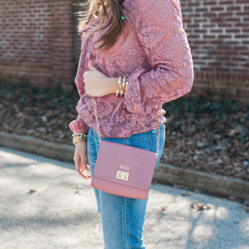 Pink Lace Top / Boyfriend Jeans