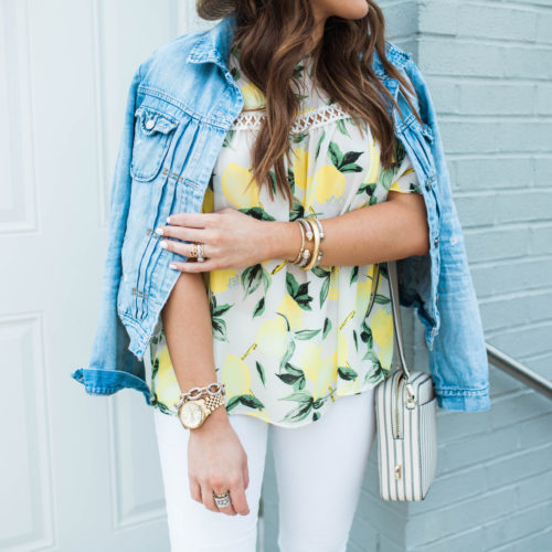 Lemon Print Top / White jeans