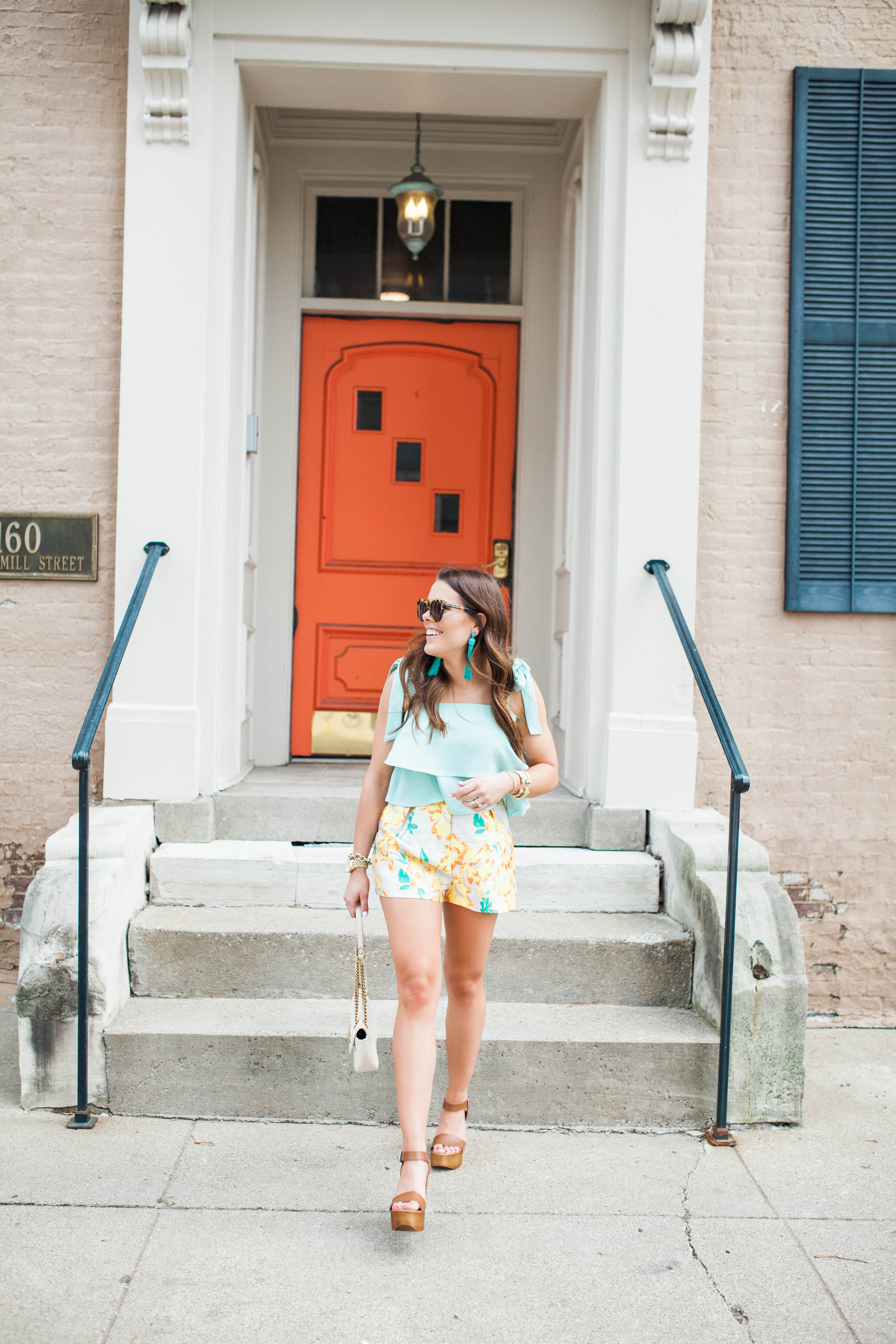 Brocade Shorts / Ruffle Top / Summer Outfit Idea