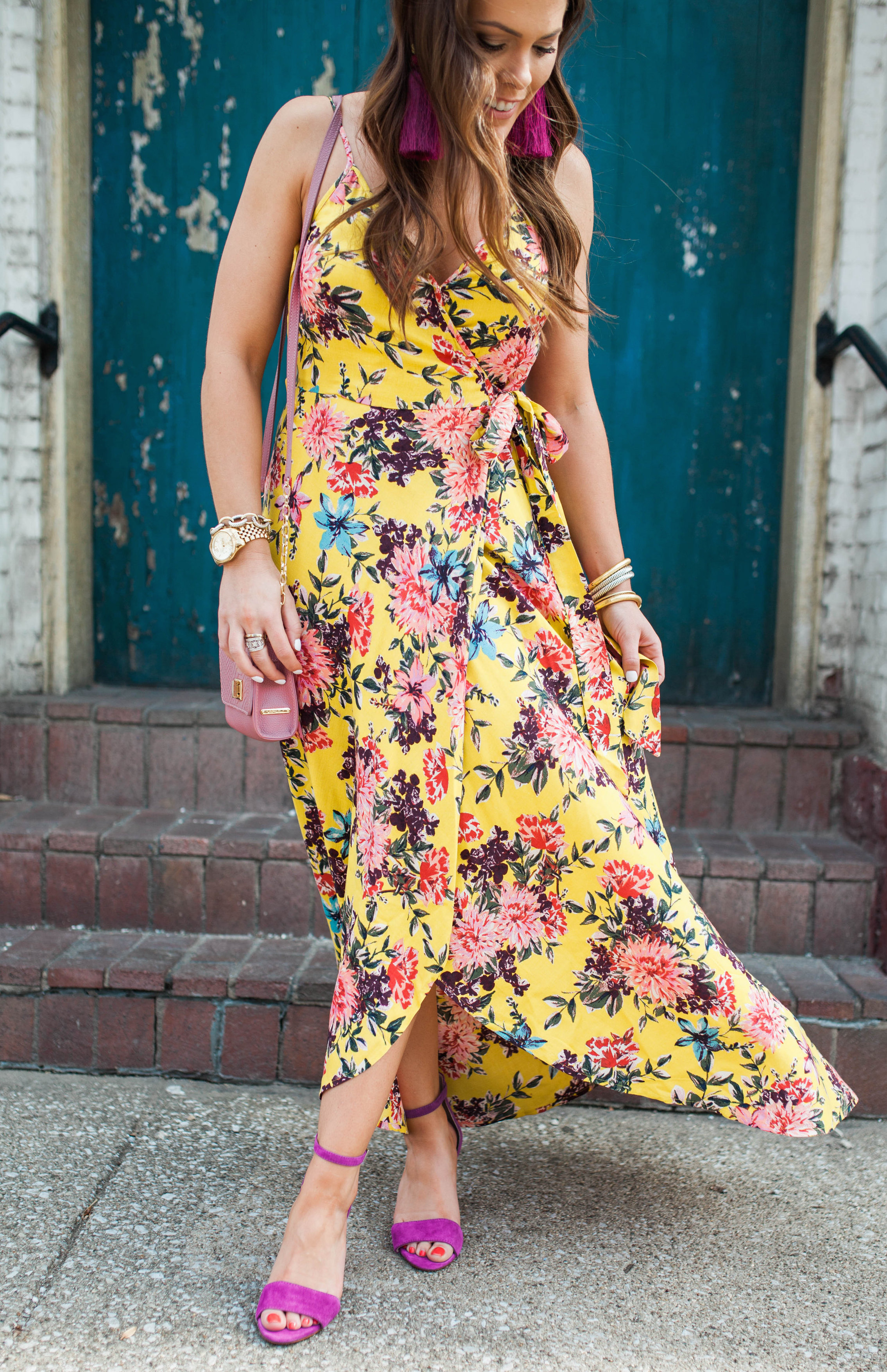 Floral Maxi Dress / Yellow Maxi Dress
