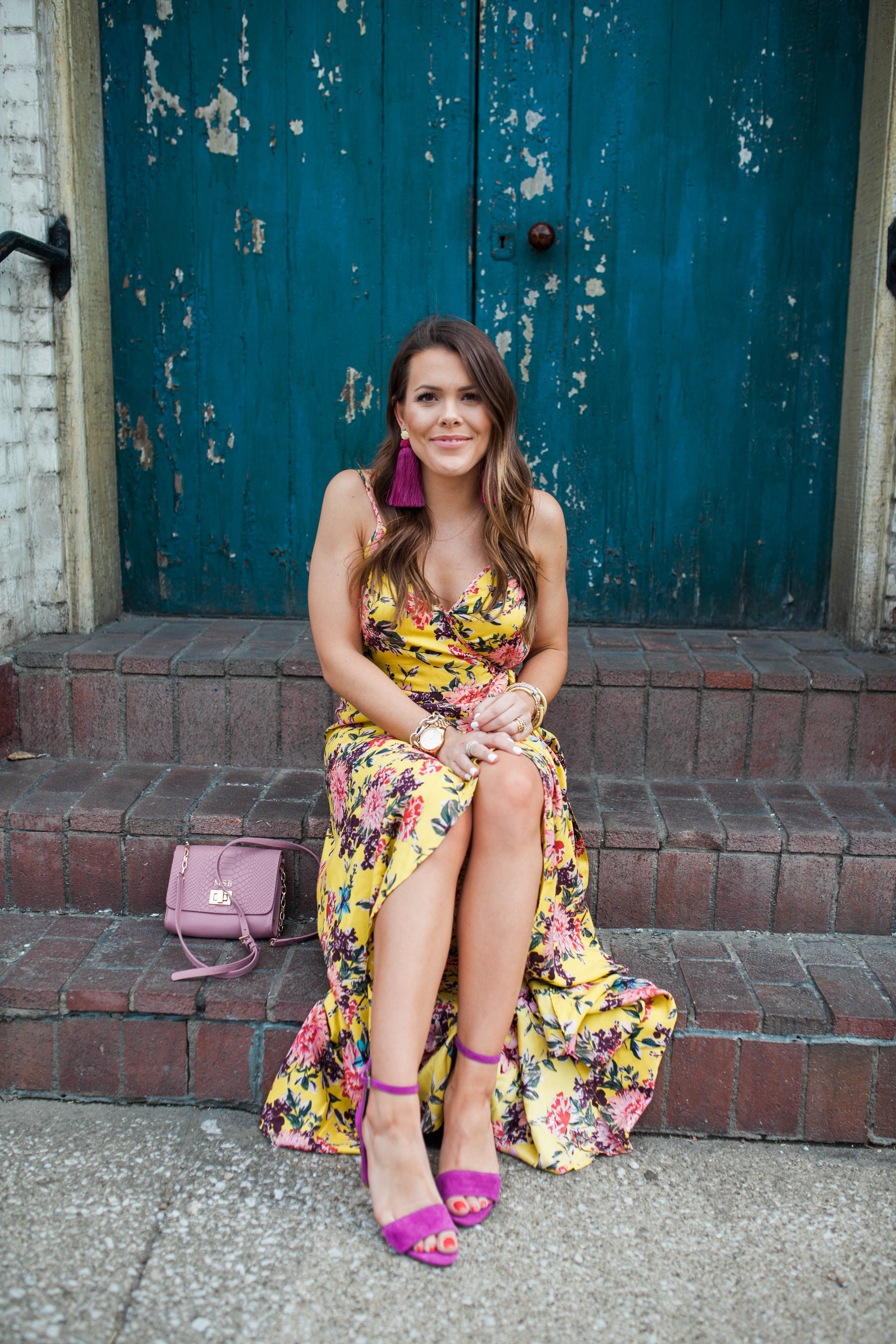 Floral Maxi Dress / Yellow Maxi Dress