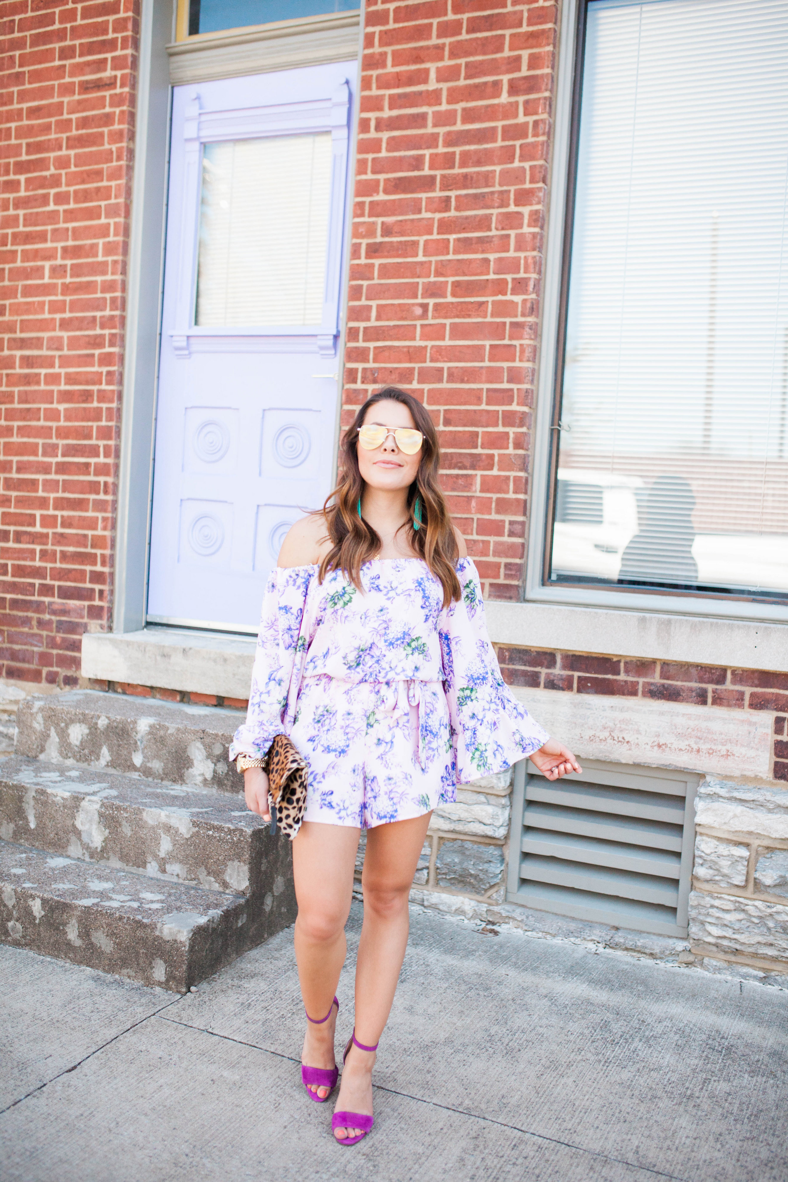 Purple Floral Romper / Spring Outfit Inspo 