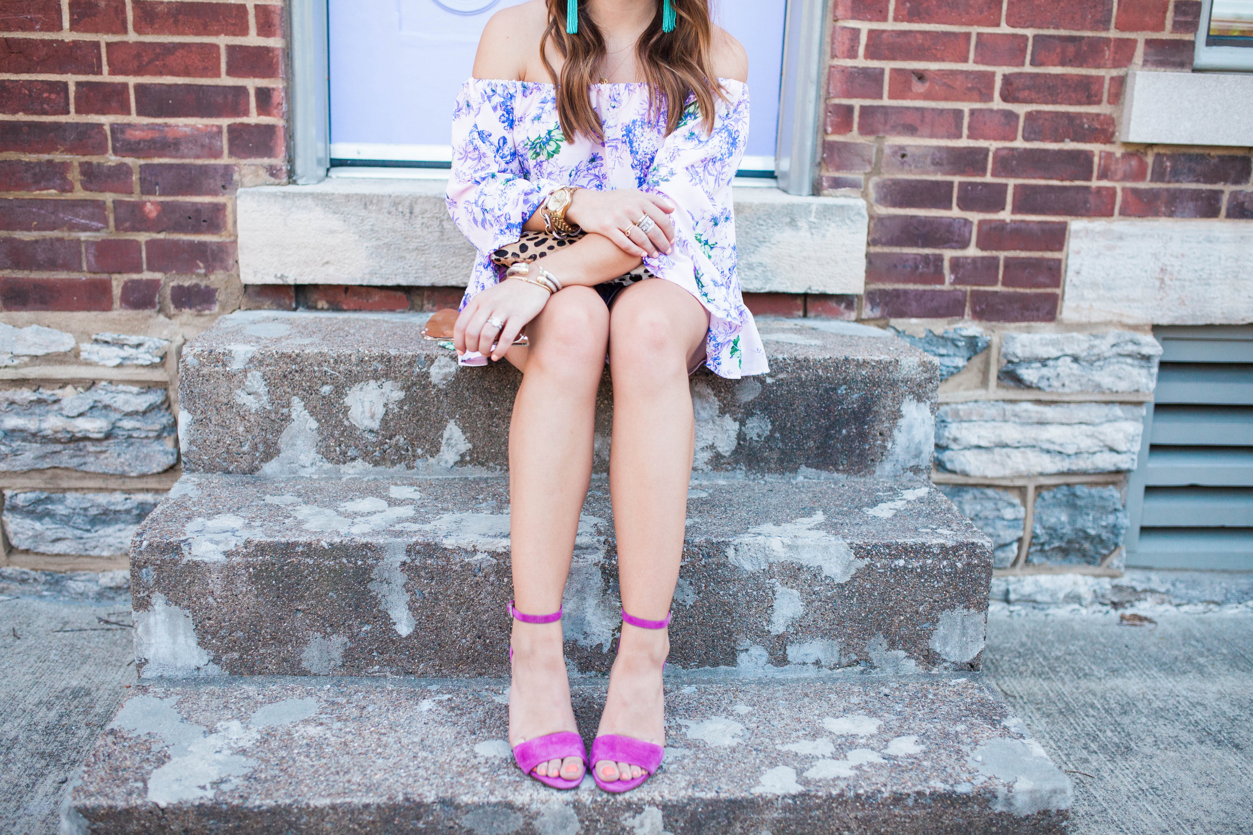 Purple Floral Romper / Spring Outfit Inspo 
