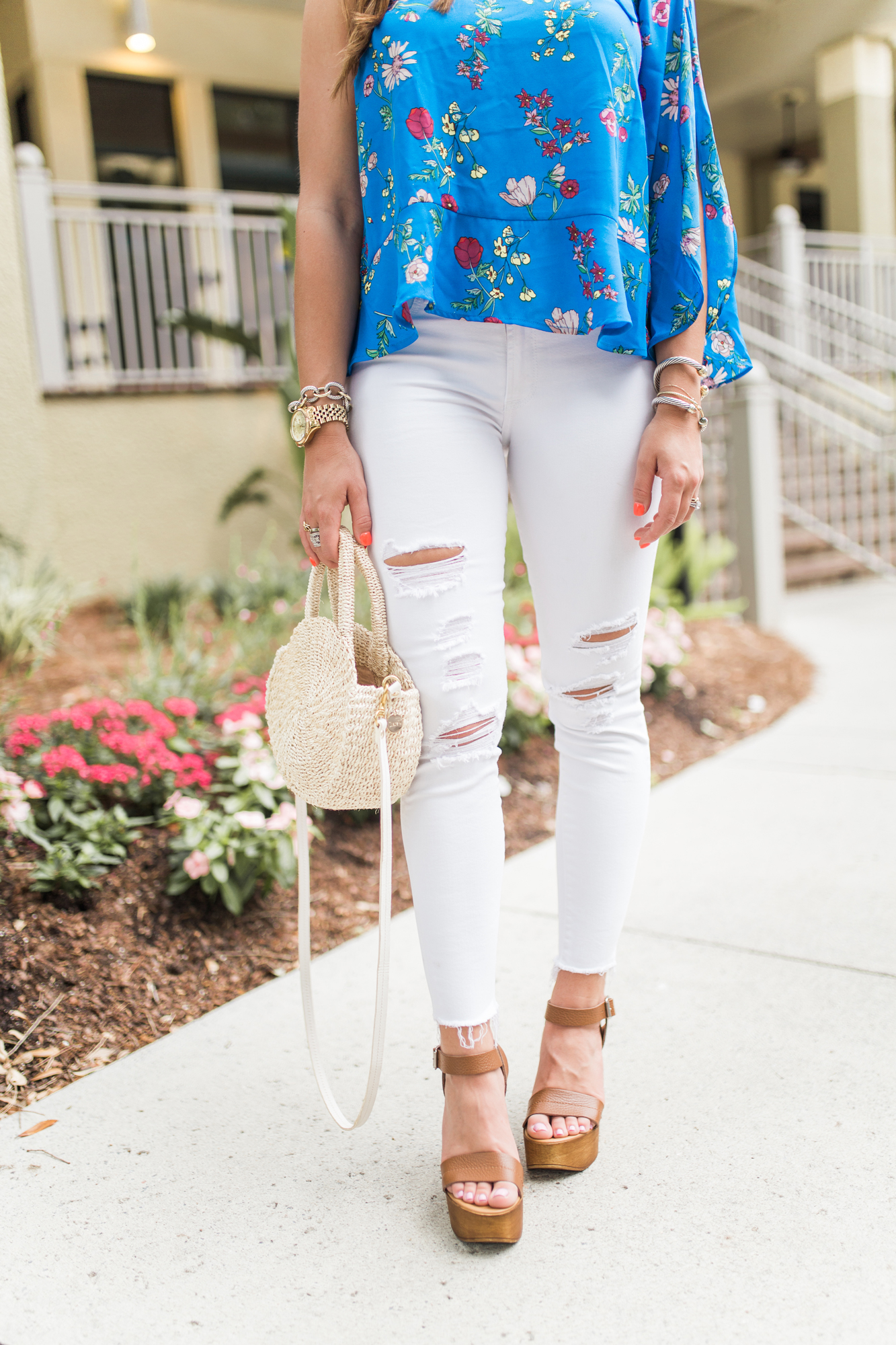 One Shoulder Floral Top