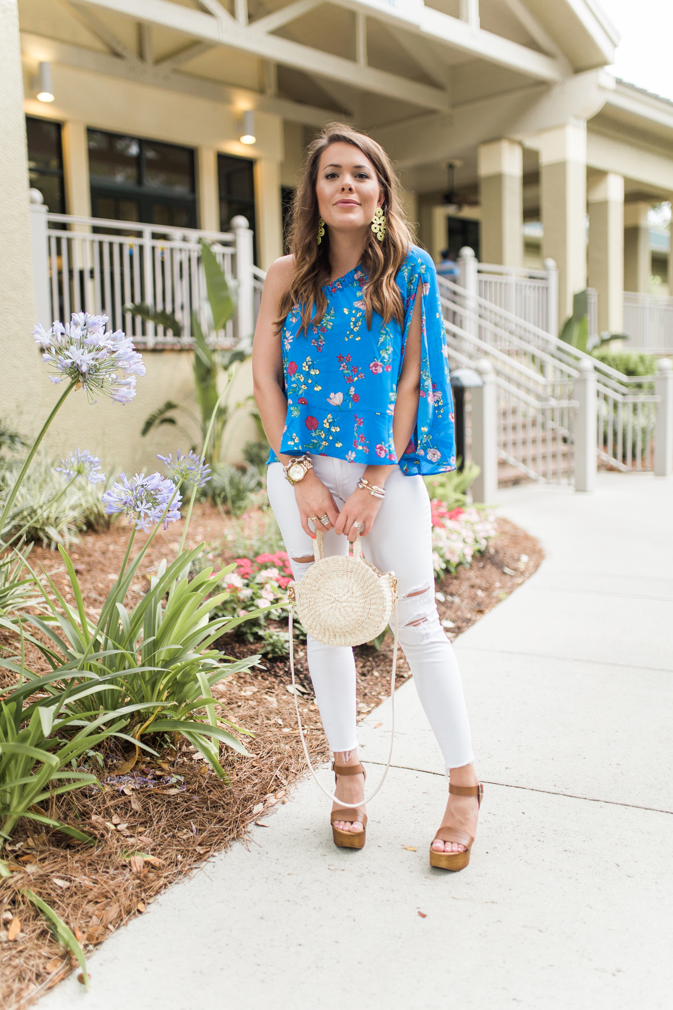 One Shoulder Floral Top