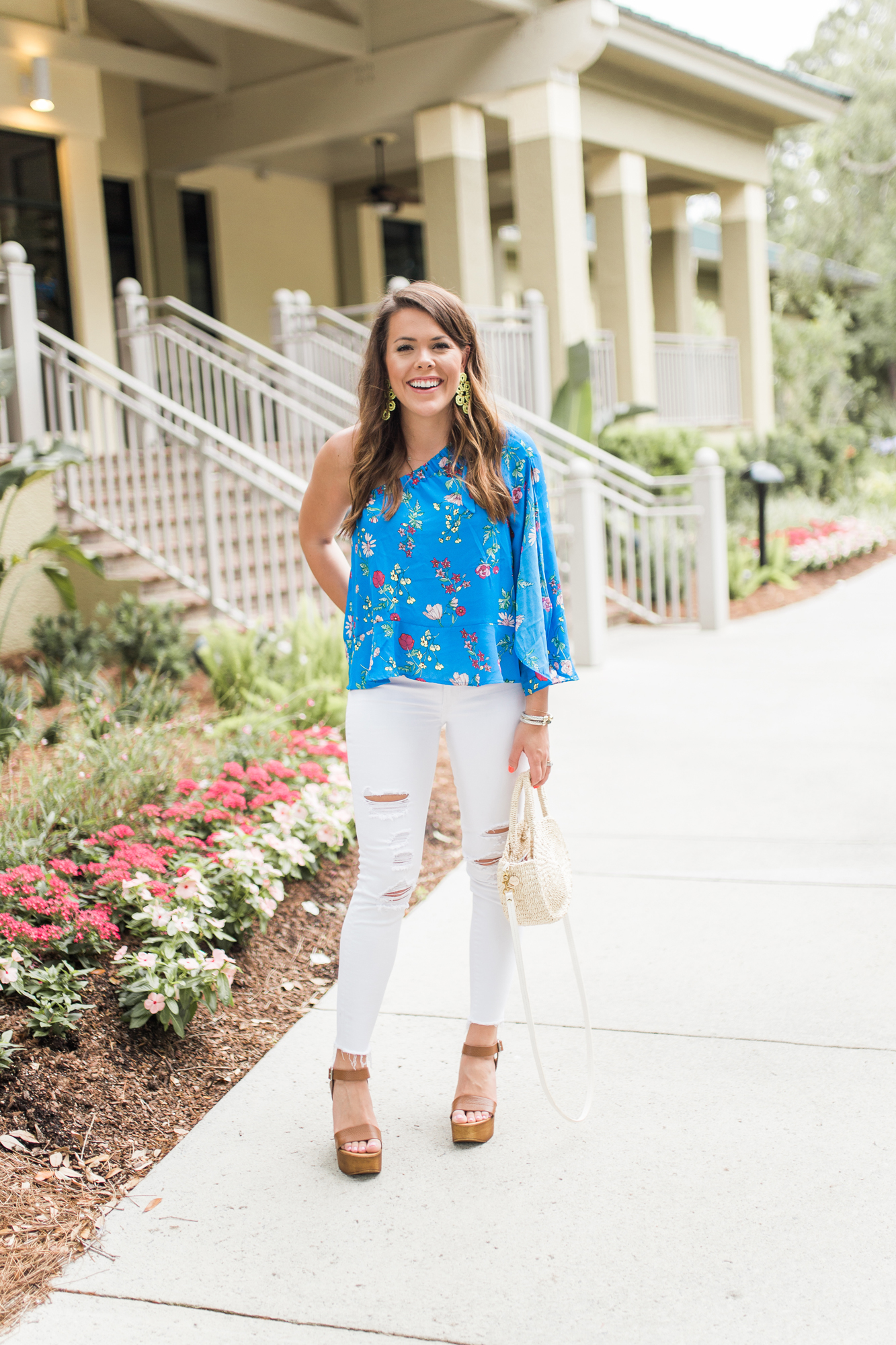 One Shoulder Floral Top