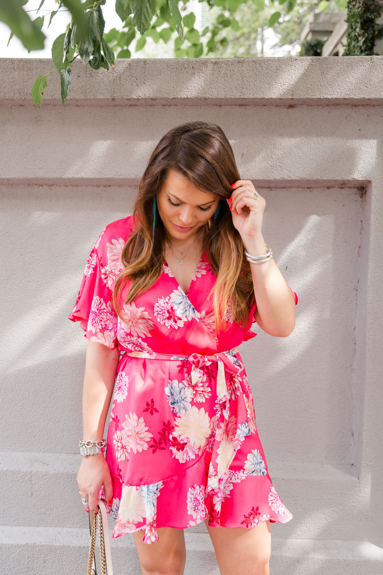 Pink Wrap Dress / pink floral dress