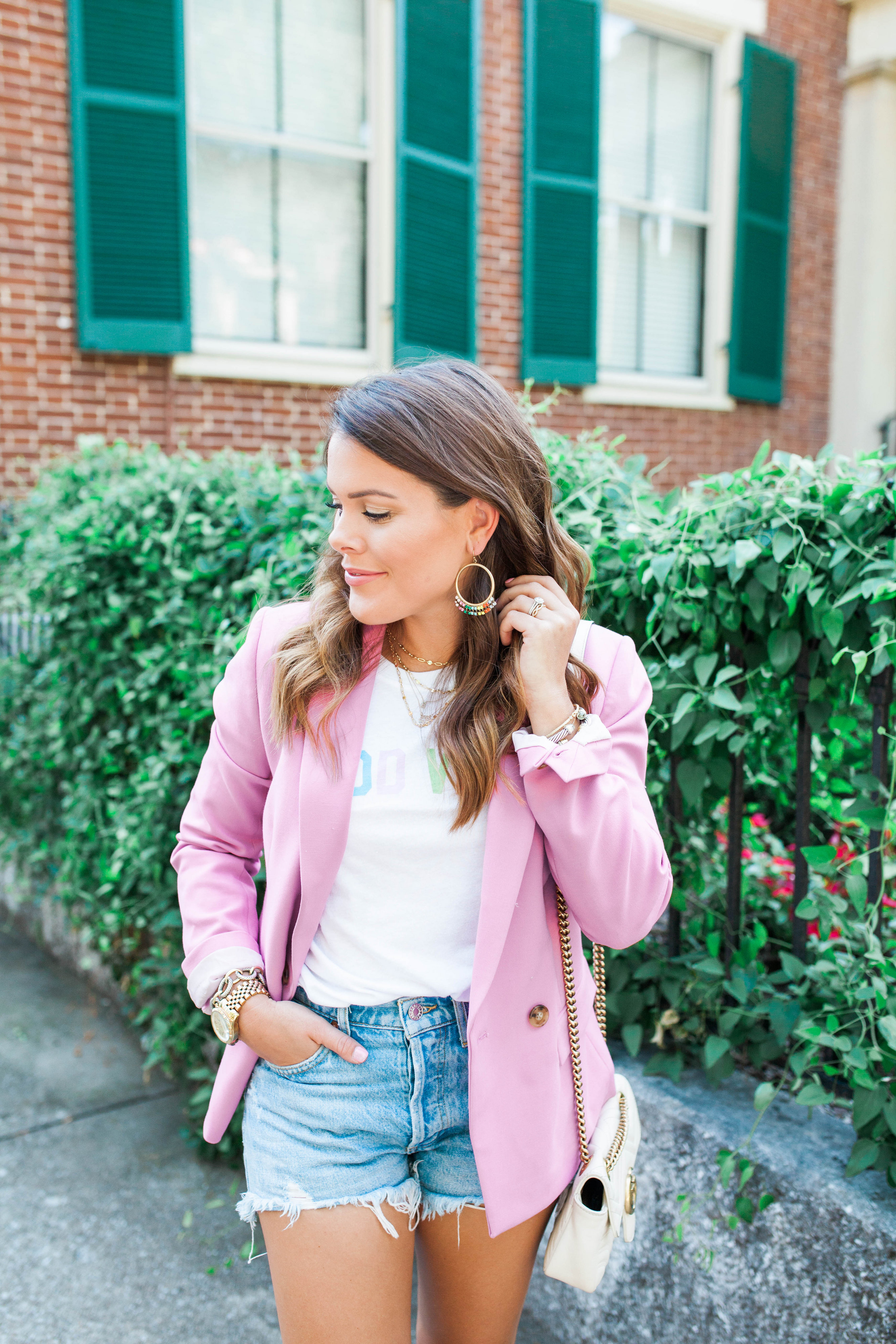 How to dress down a pink blazer 