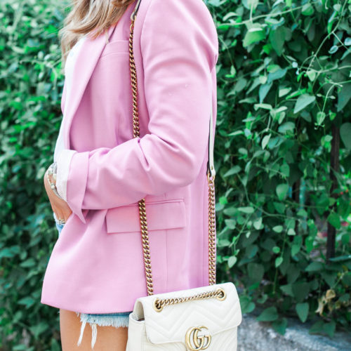 How to dress down a pink blazer