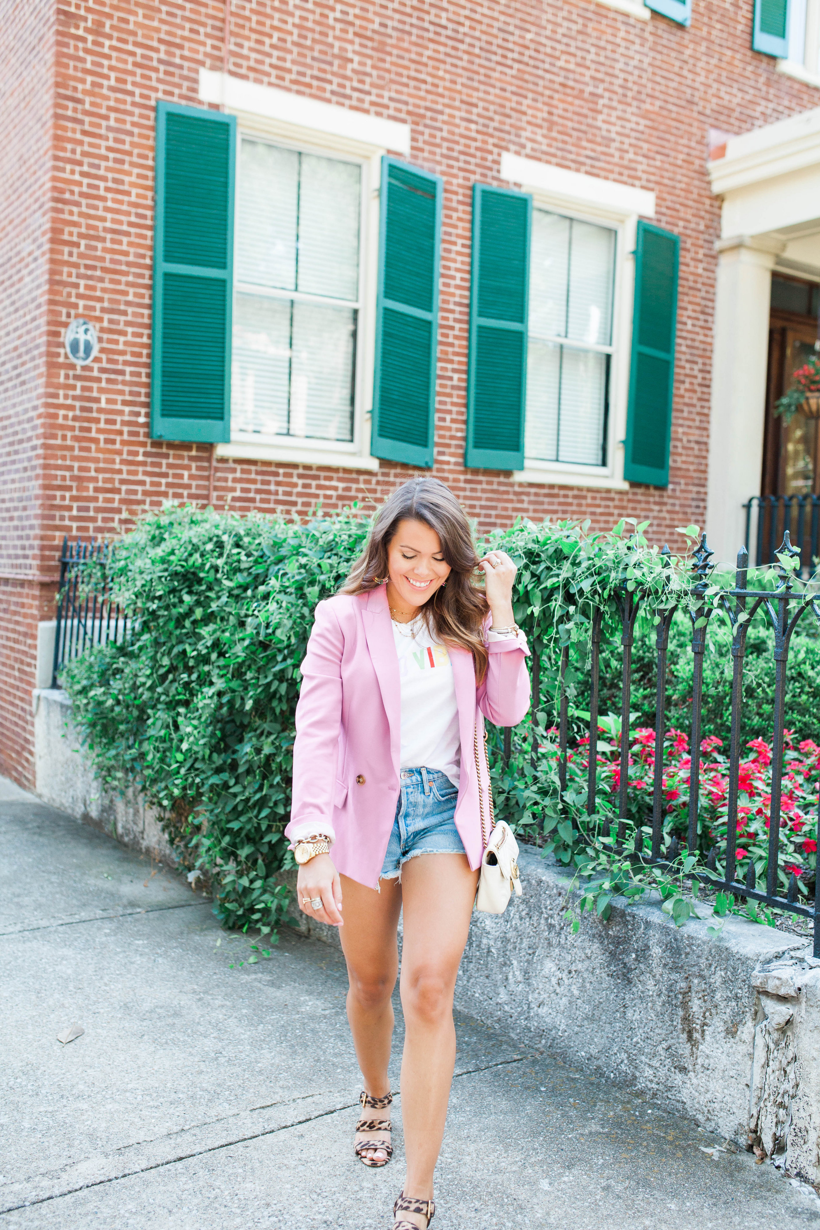 Pink blazer shorts sale