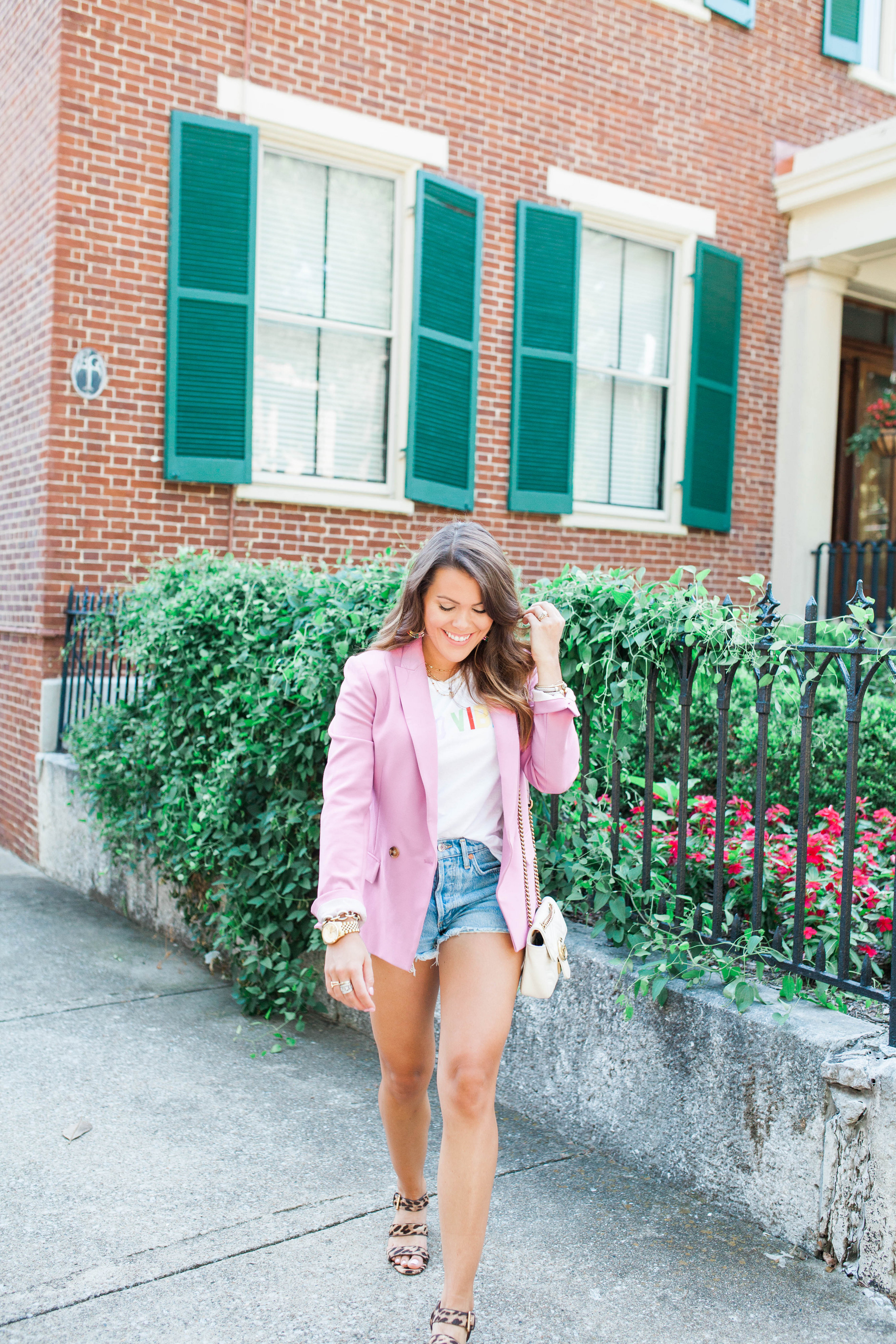 How to dress down a pink blazer 