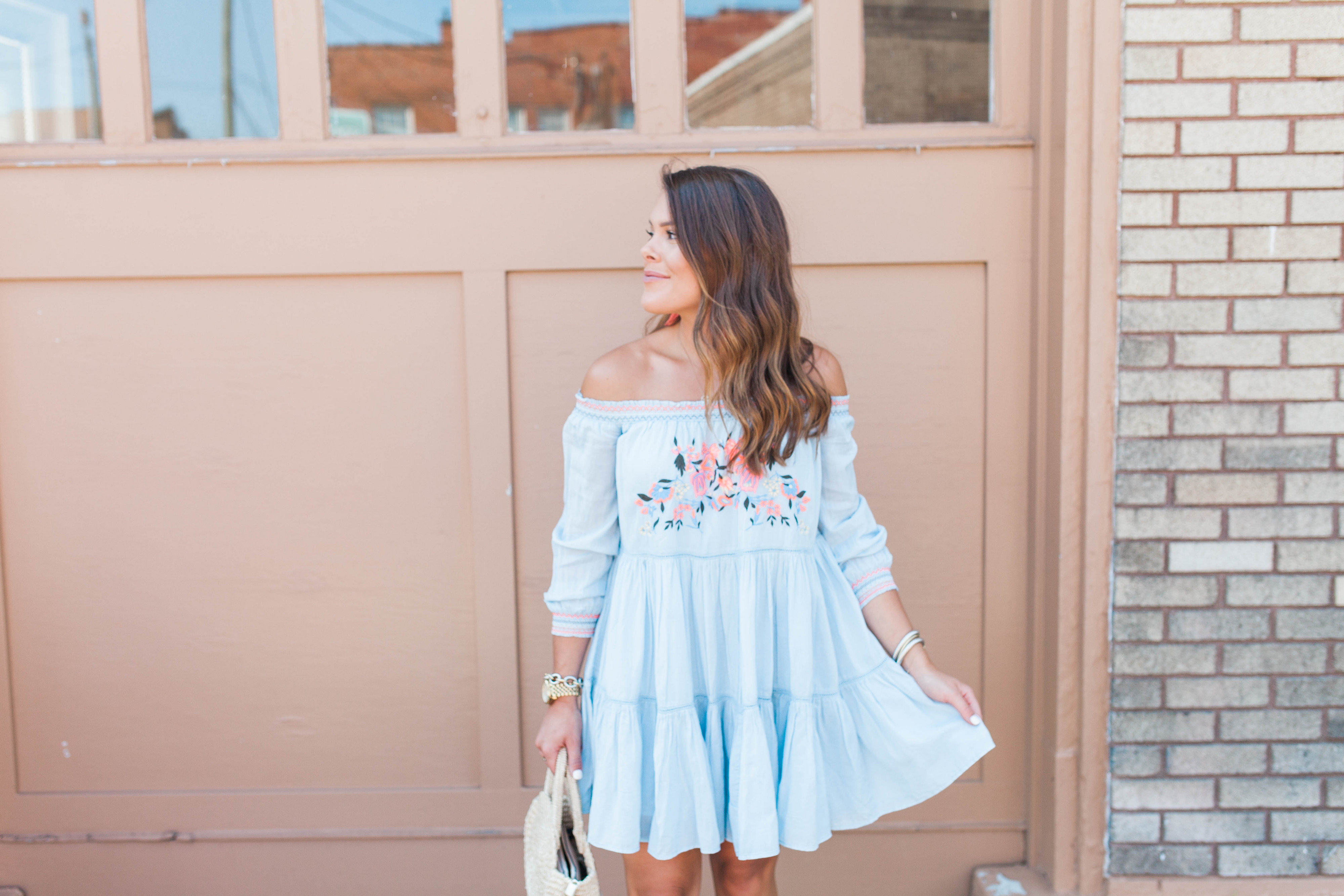 Embroidered OTS Dress / Free People Dress