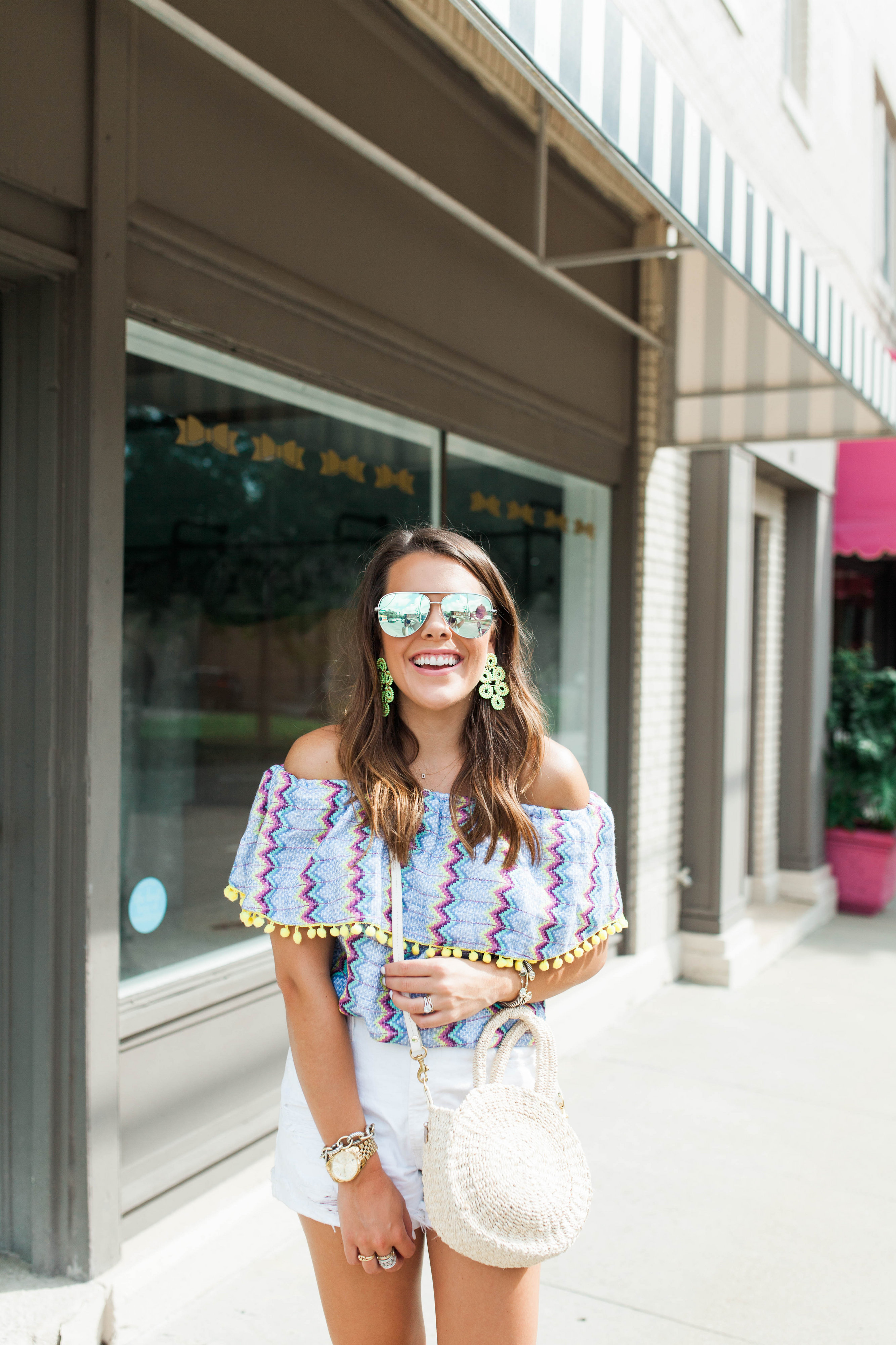 Colorful Off The Shoulder Top