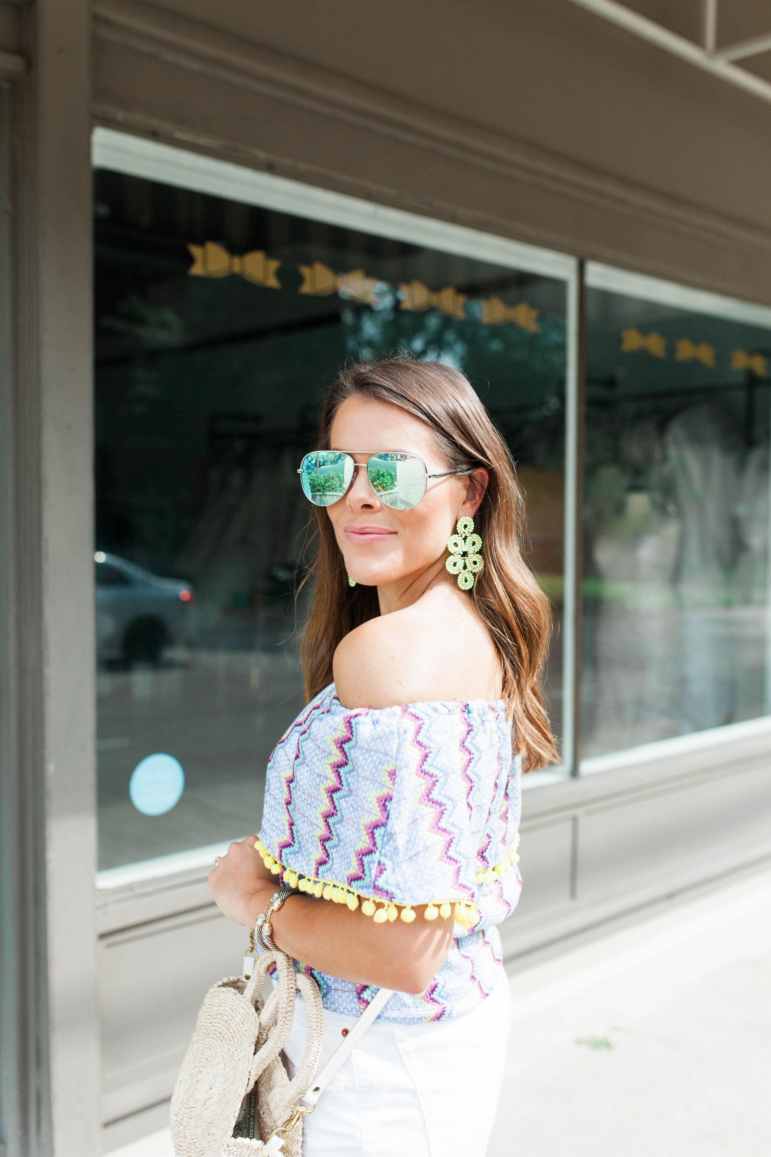 Colorful Off The Shoulder Top