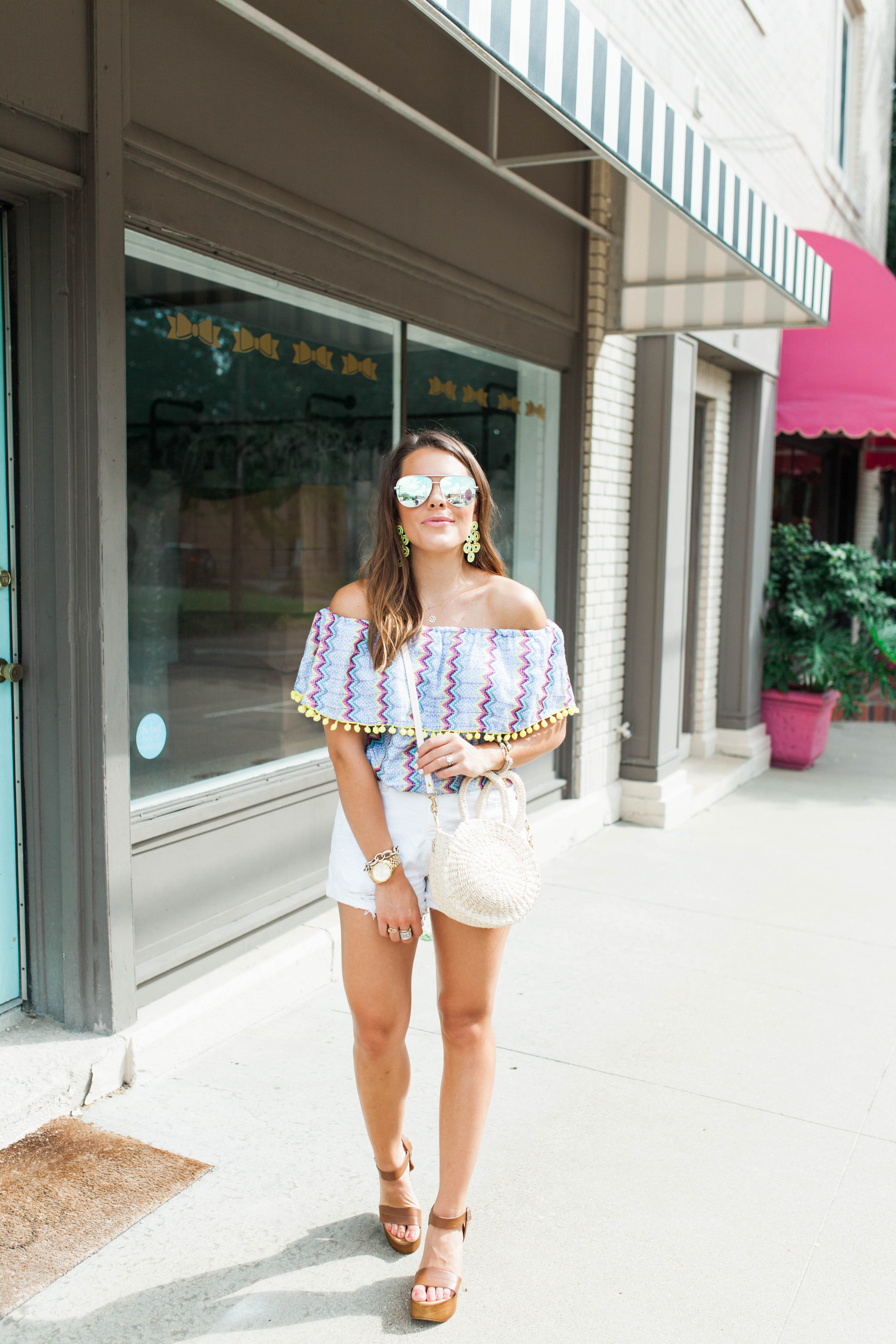 Colorful Off The Shoulder Top