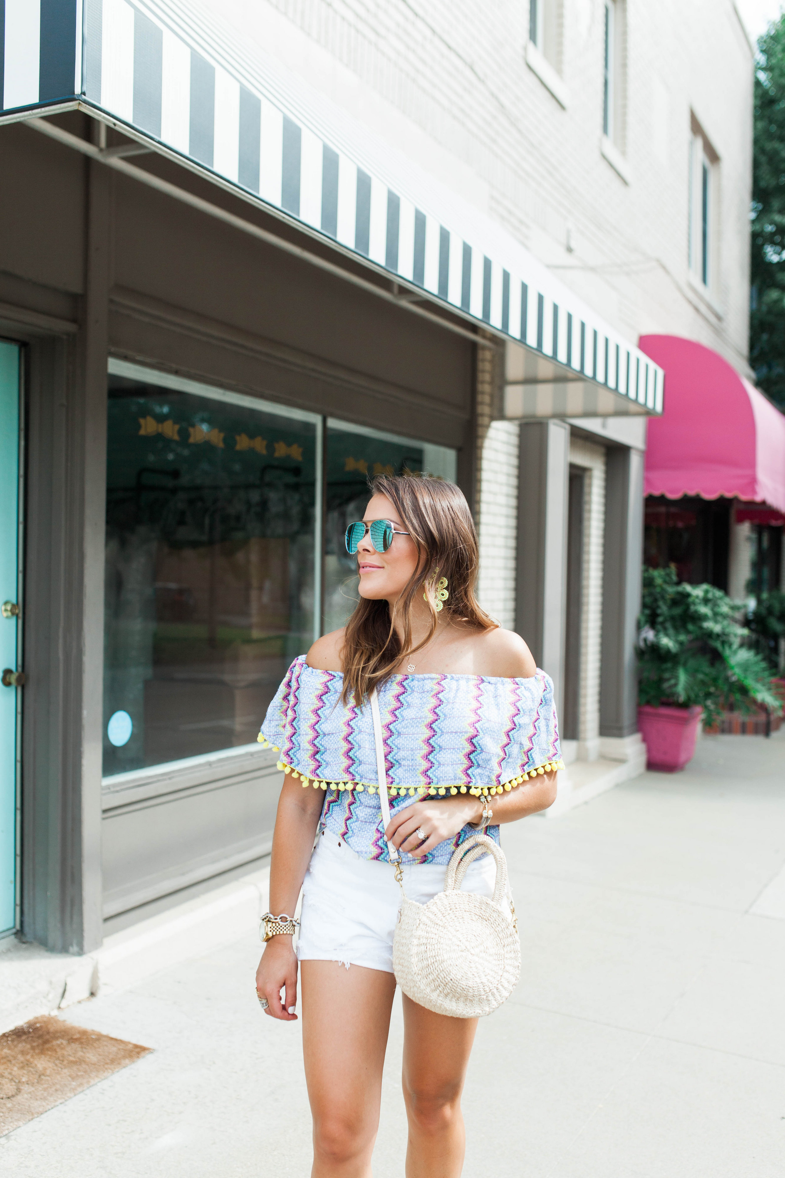 Colorful Off The Shoulder Top