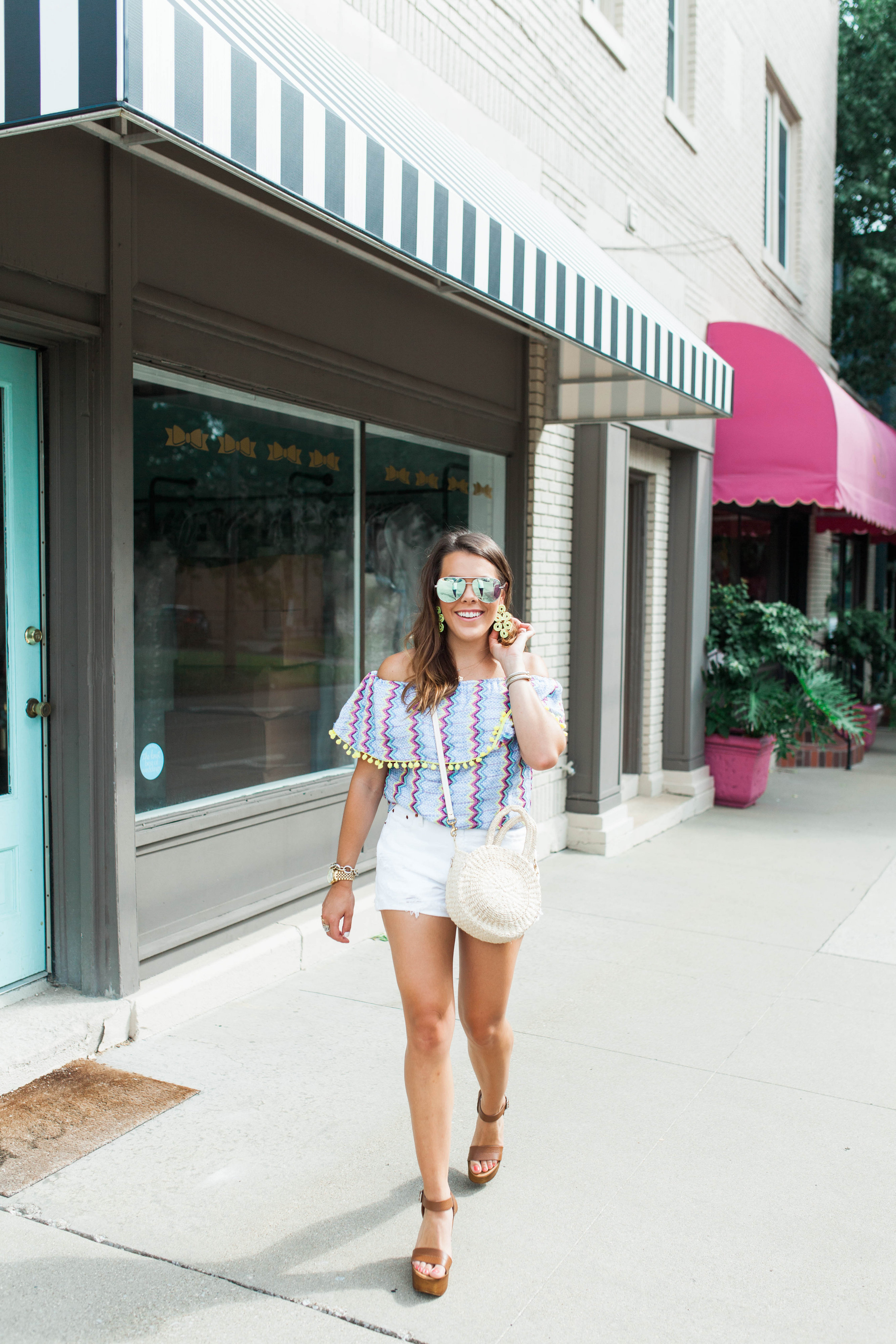 Colorful Off The Shoulder Top