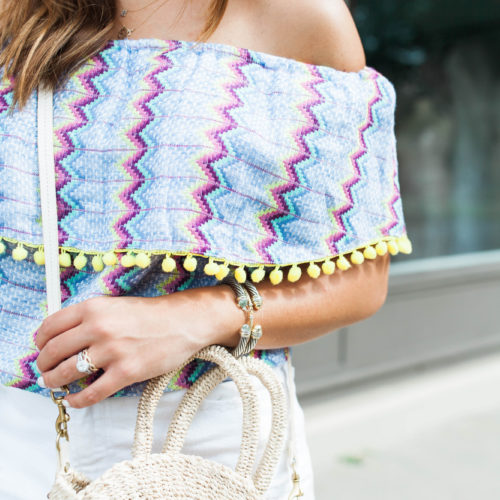 Colorful Off The Shoulder Top