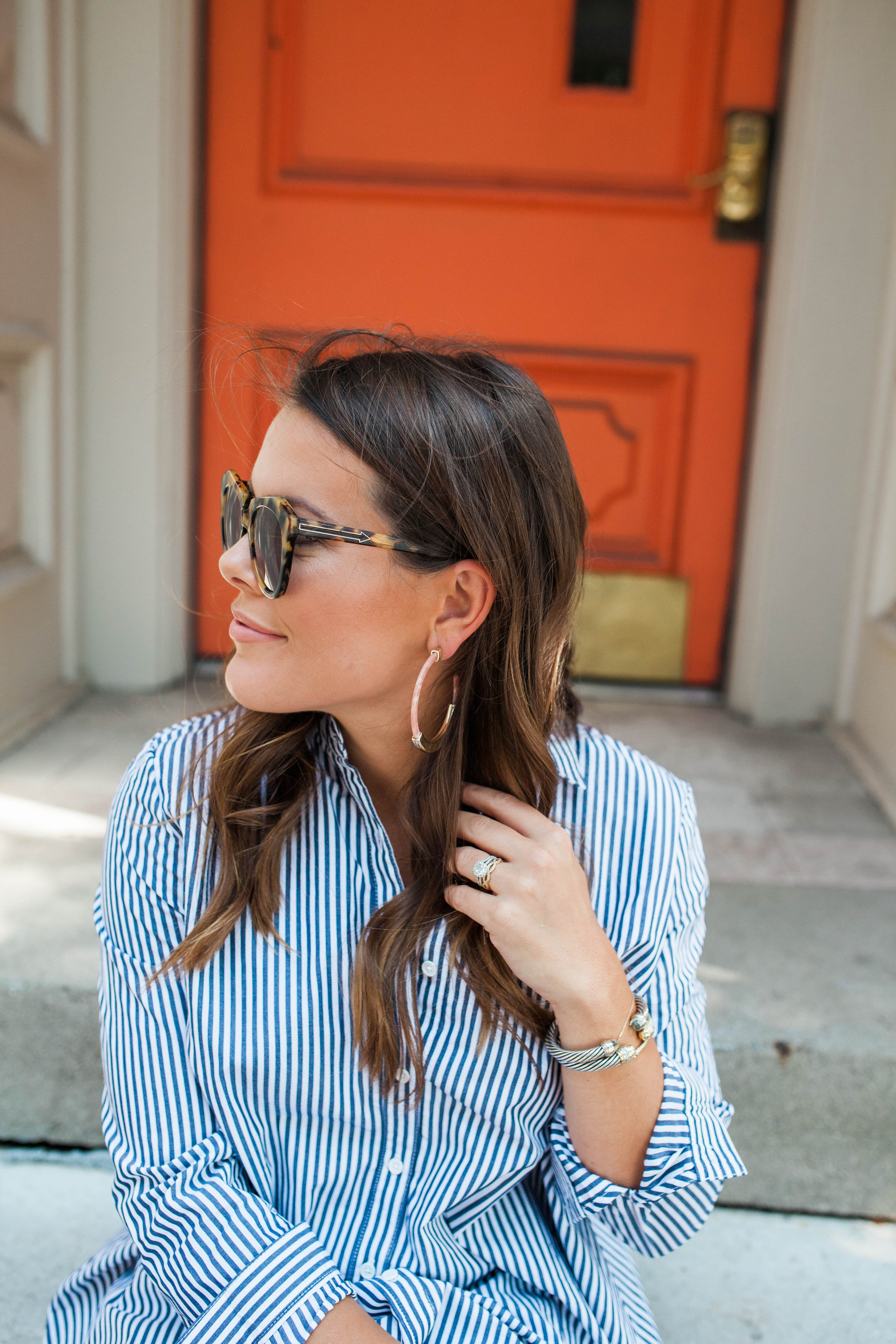 Stripe Shirt Dress / Summer to fall style 