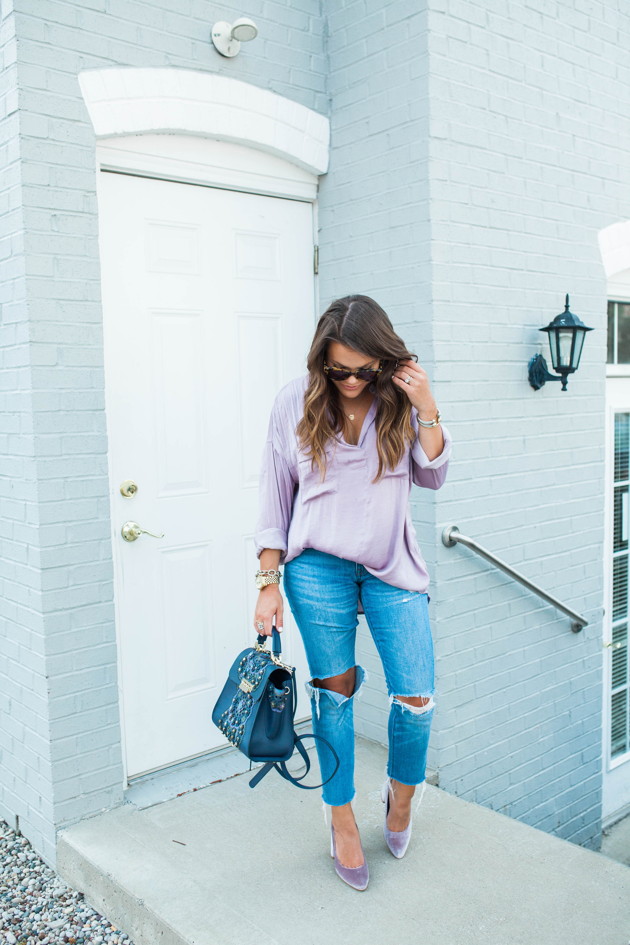 Silk Blouse Boyfriend Jeans. Summer to fall style 