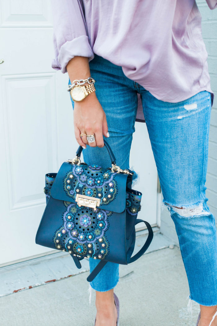 silk blouse & boyfriend jeans