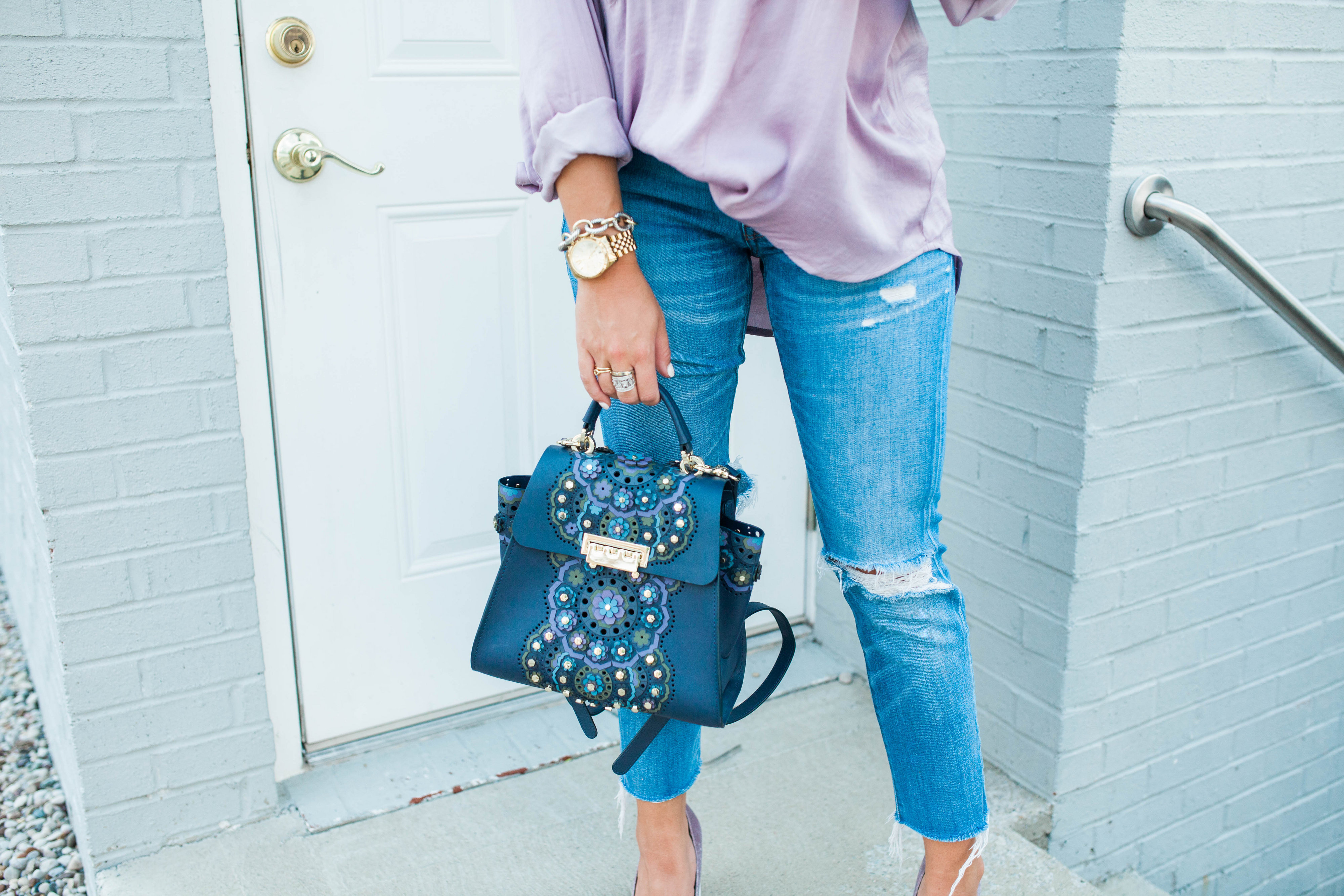 Silk Blouse Boyfriend Jeans. Summer to fall style 