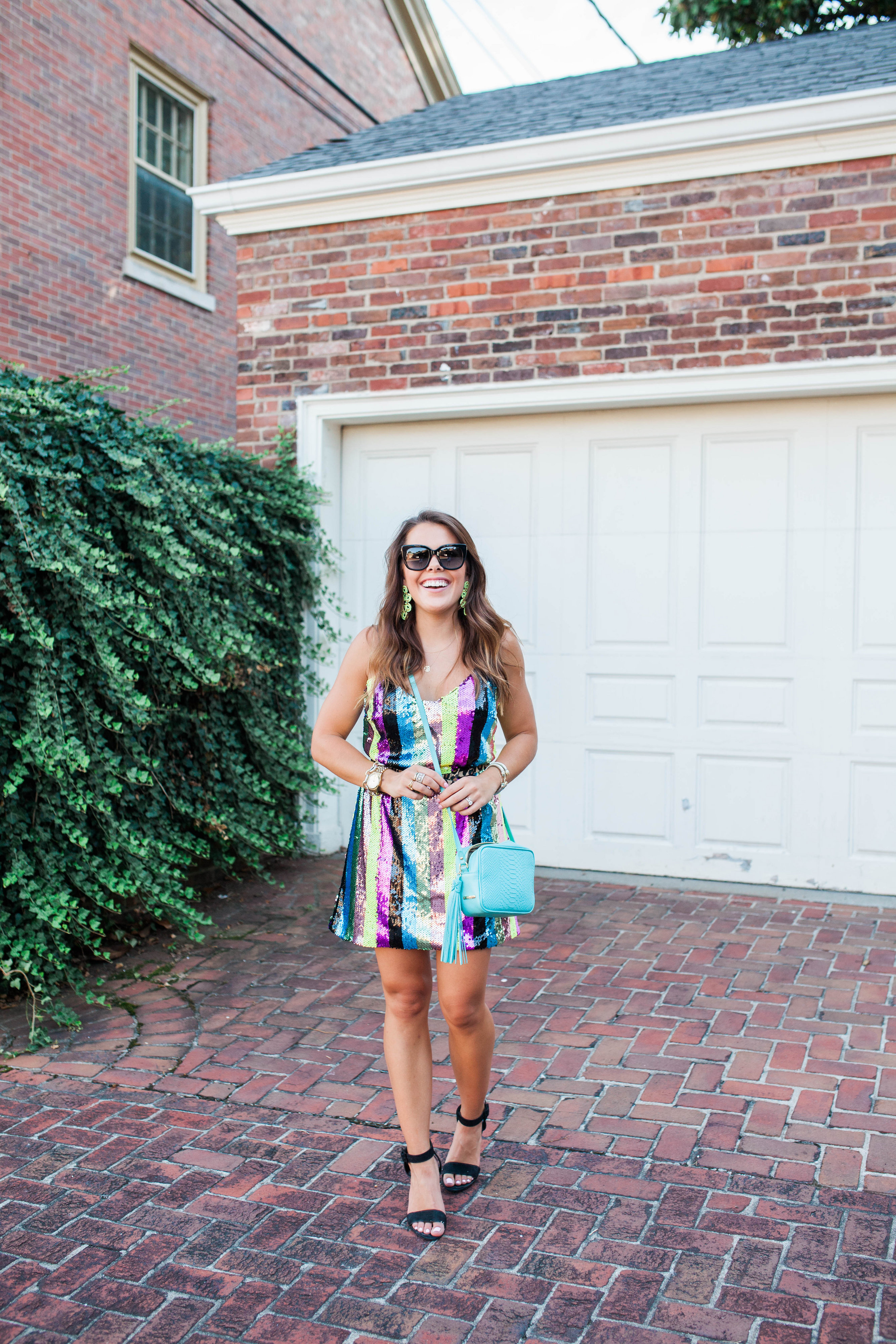 Sequin Stripe Dress / Night Out Outfit Idea