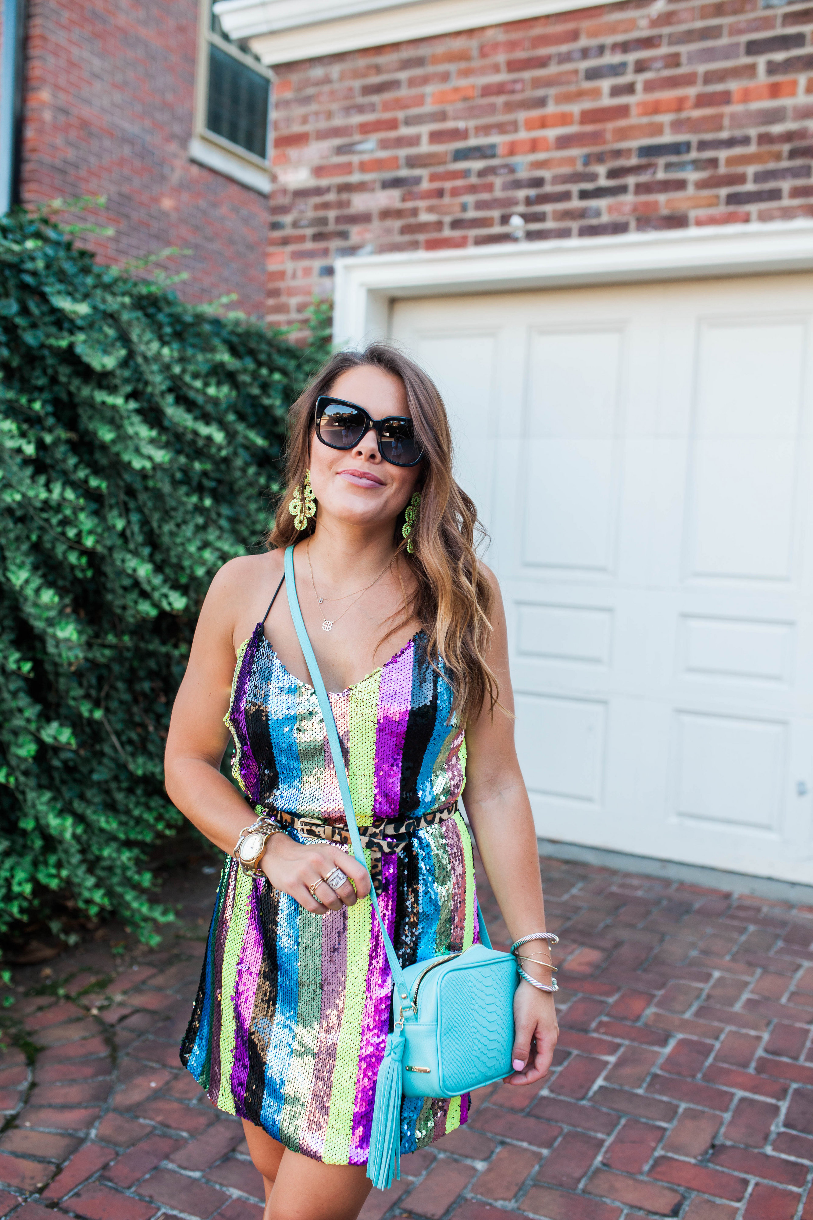 Sequin Stripe Dress / Night Out Outfit Idea