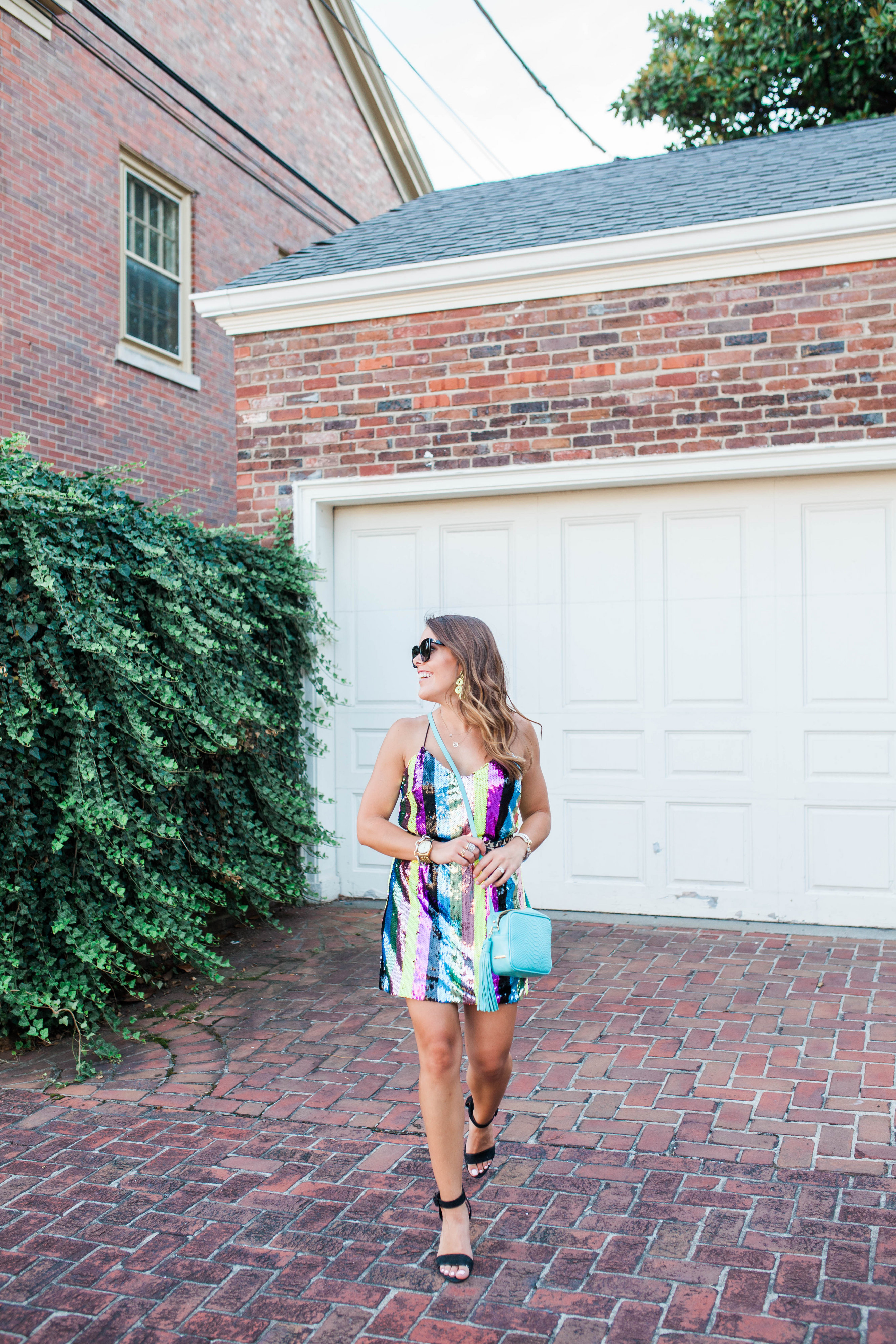 Sequin Stripe Dress / Night Out Outfit Idea