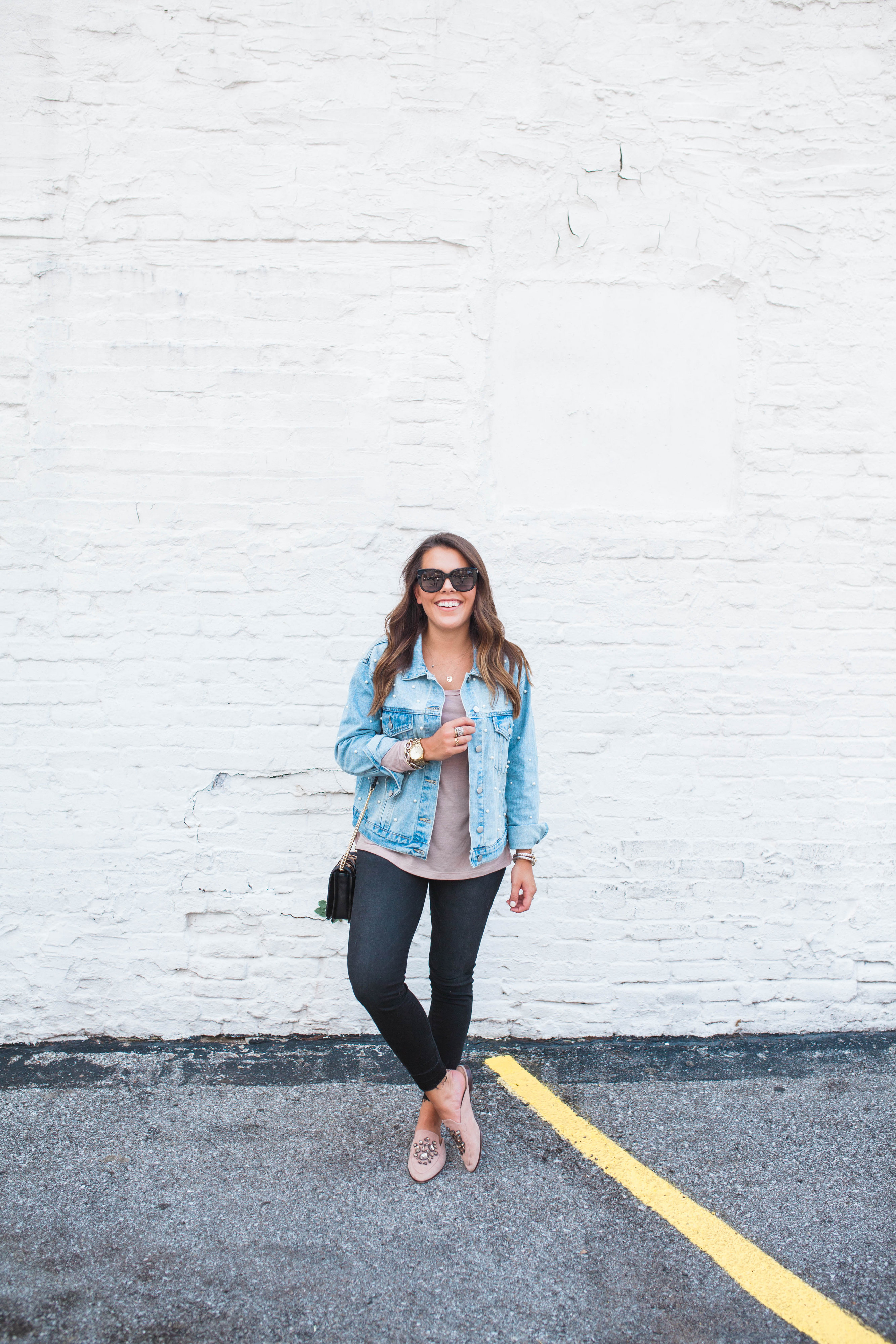 Pearl Denim Jacket / Casual Fall Outfit 