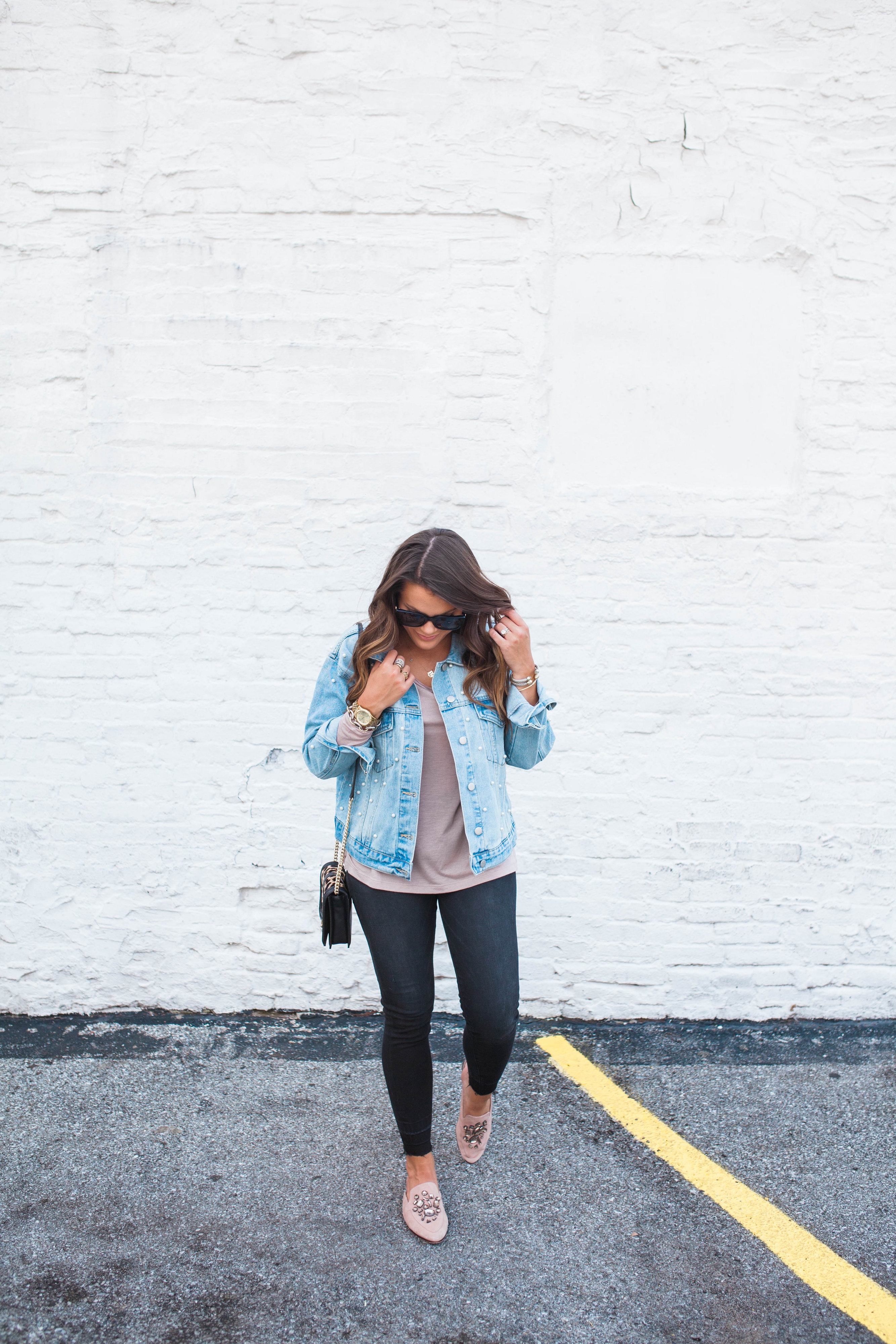 Pearl Denim Jacket / Casual Fall Outfit 