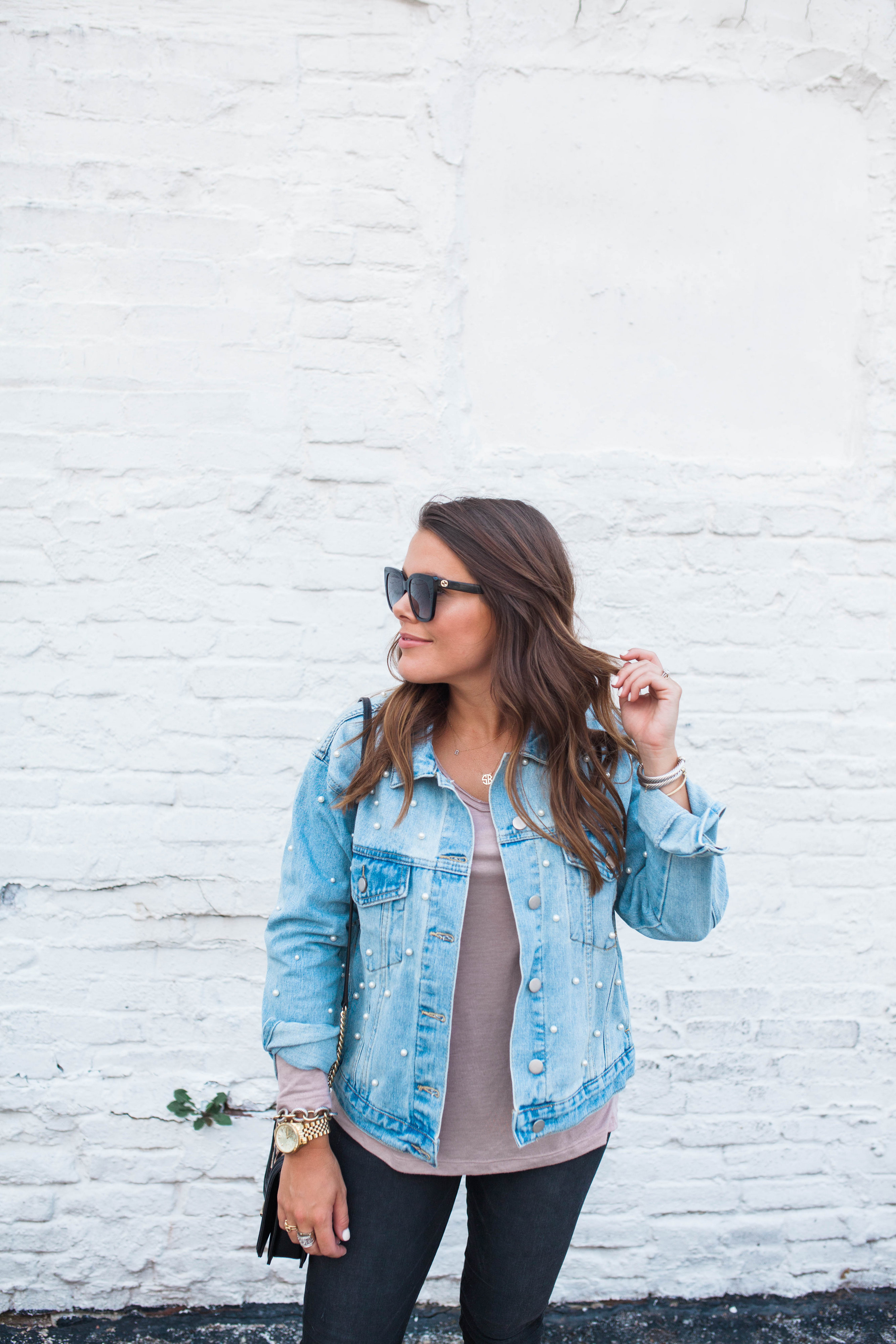 Pearl Denim Jacket / Casual Fall Outfit 