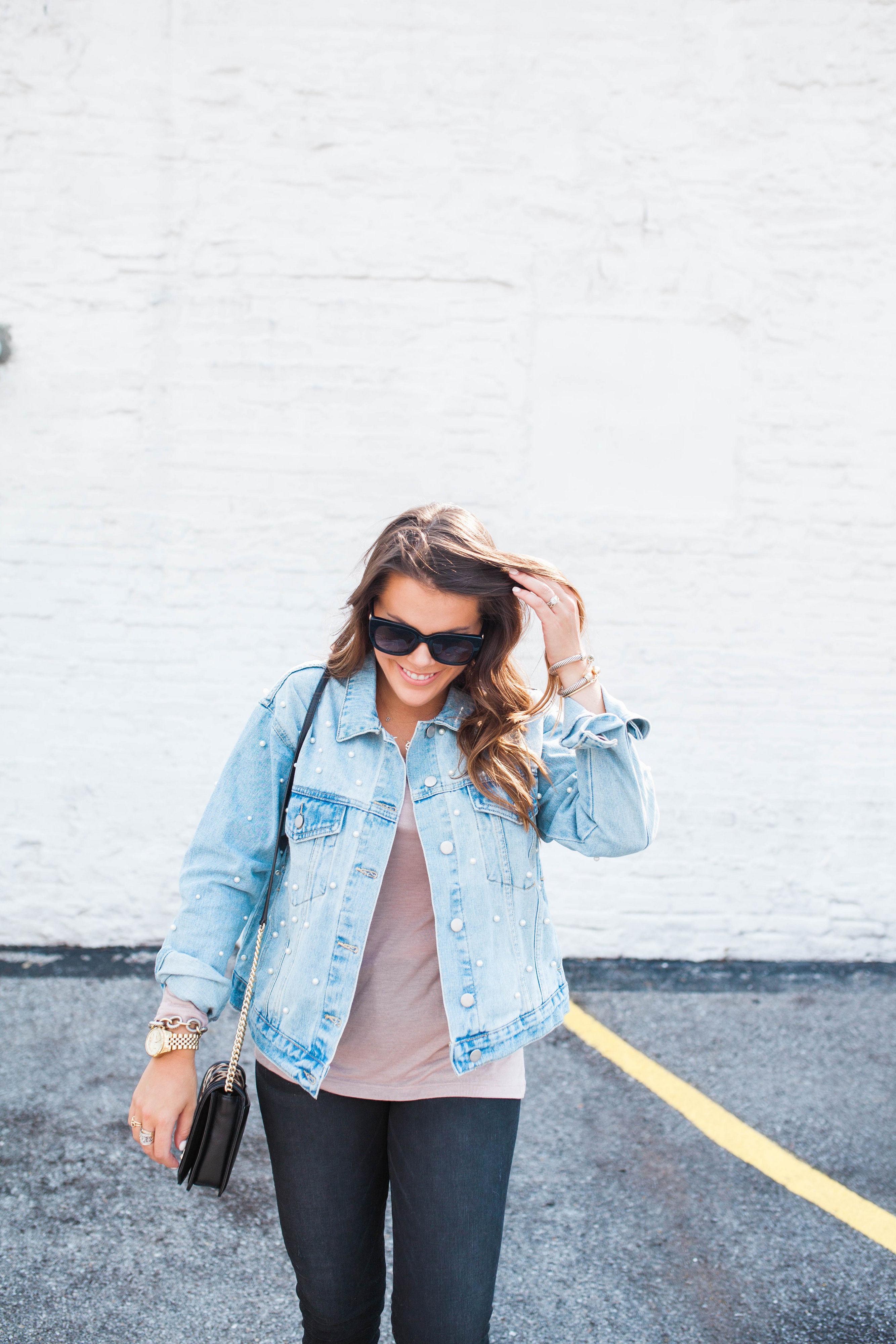 Pearl Denim Jacket / Casual Fall Outfit 