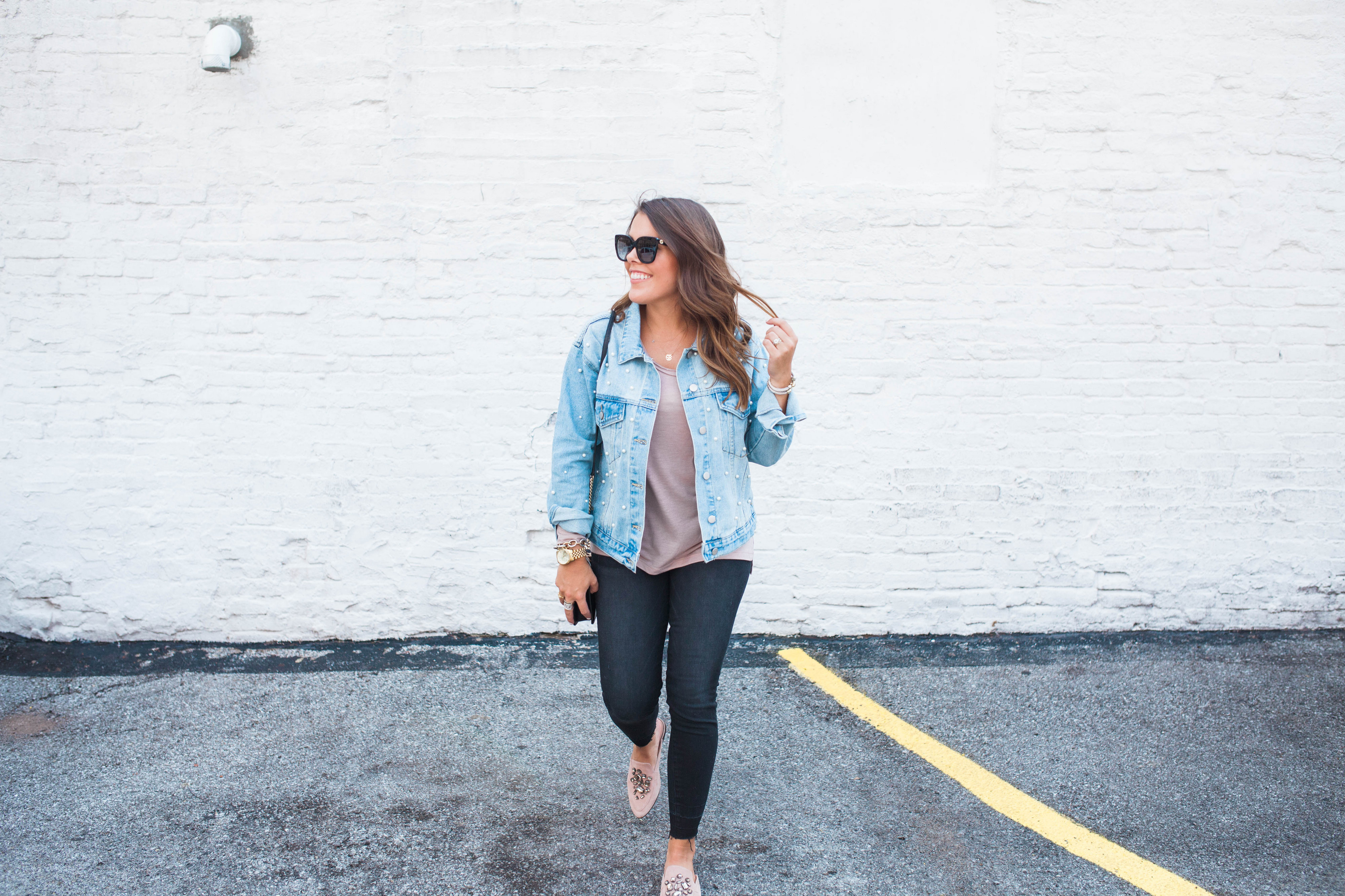 Pearl Denim Jacket / Casual Fall Outfit 