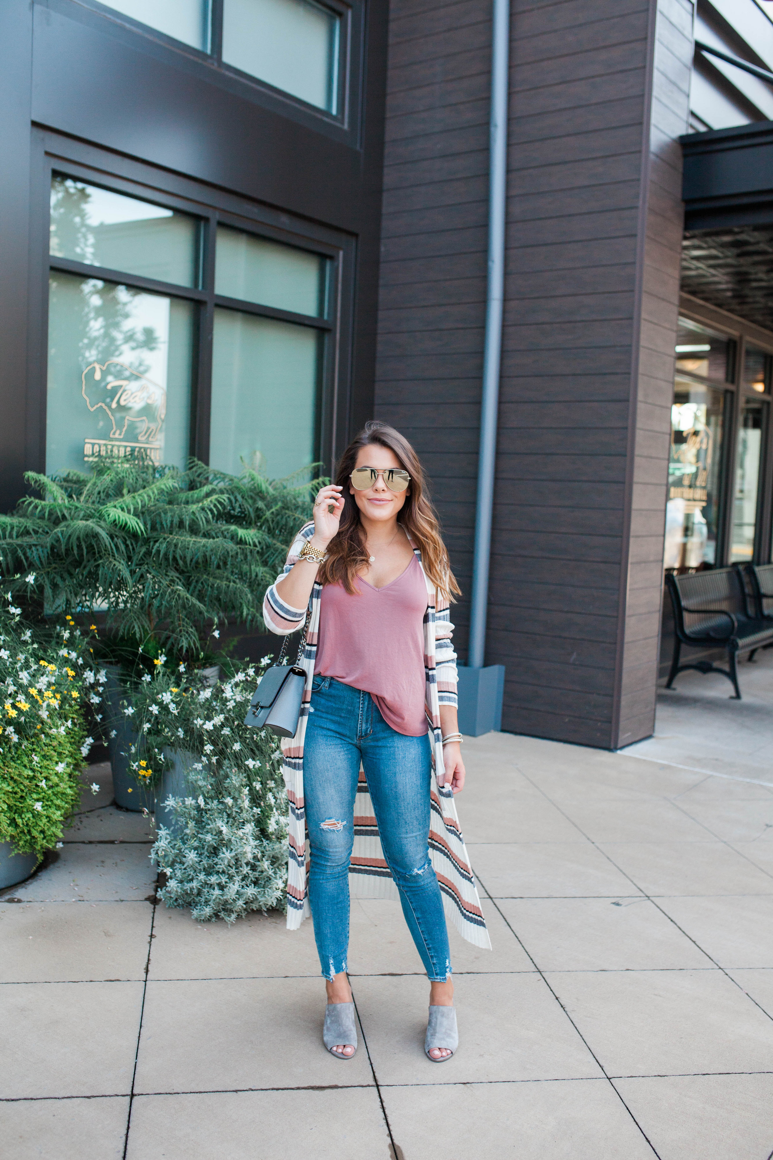 Long Stripe Cardigan / Fall Outfit Idea