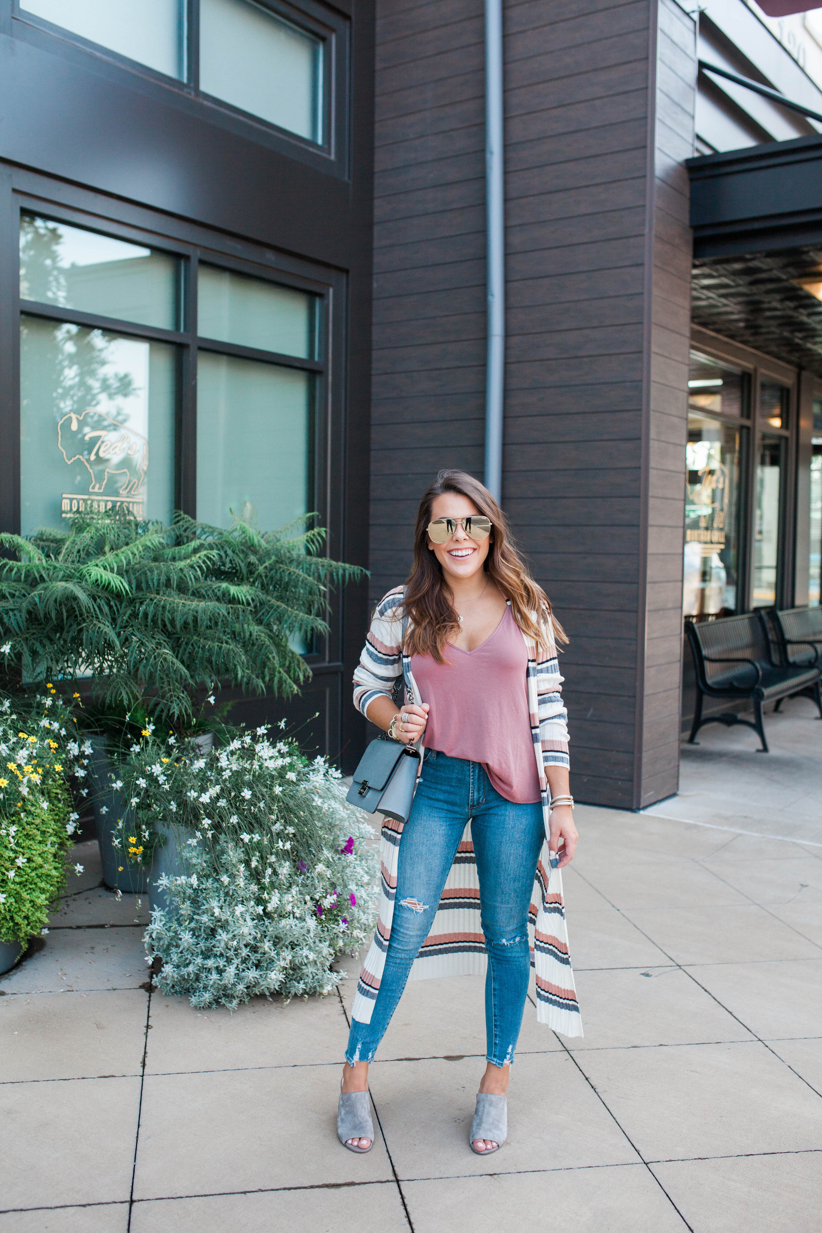 Long Stripe Cardigan / Fall Outfit Idea