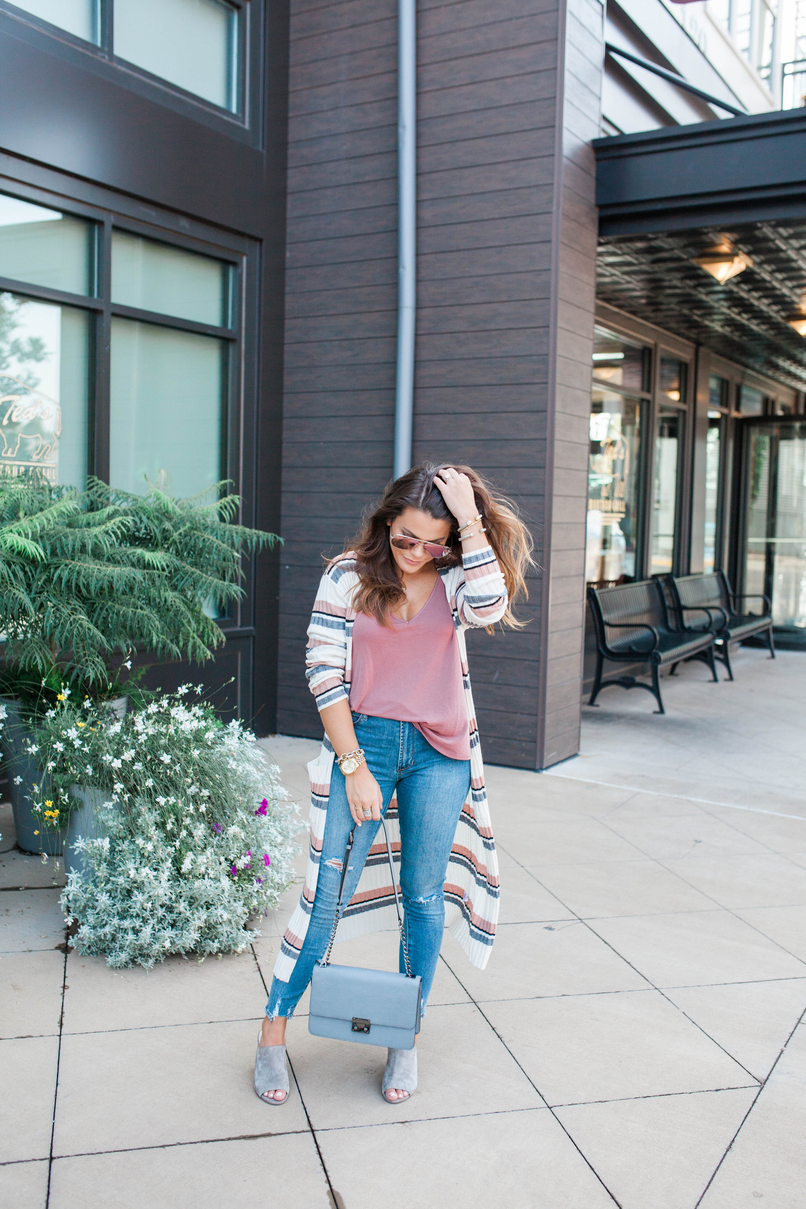 Long Stripe Cardigan / Fall Outfit Idea