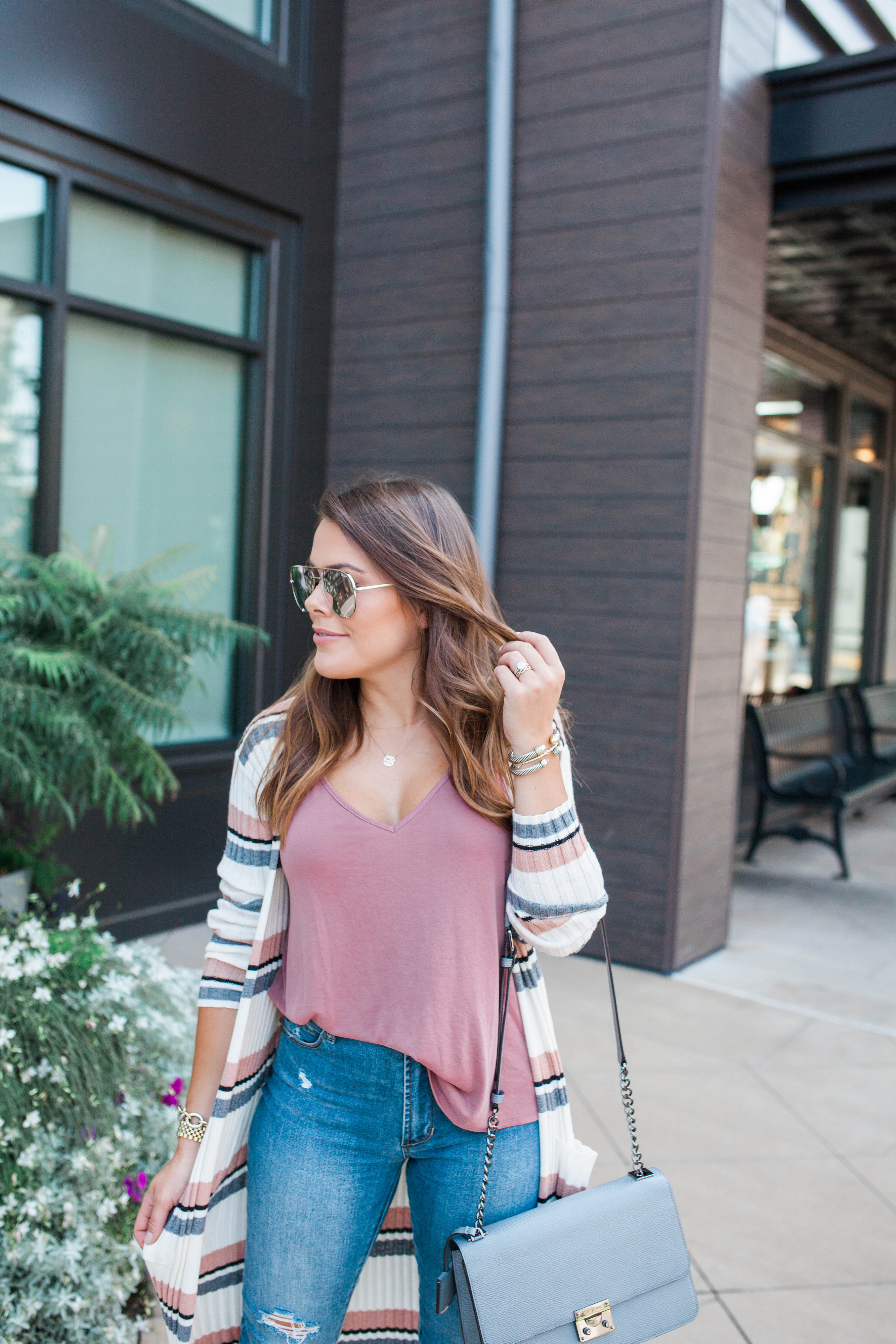 Long Stripe Cardigan / Fall Outfit Idea