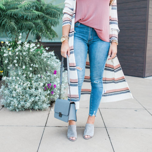 Long Stripe Cardigan / Fall Outfit Idea