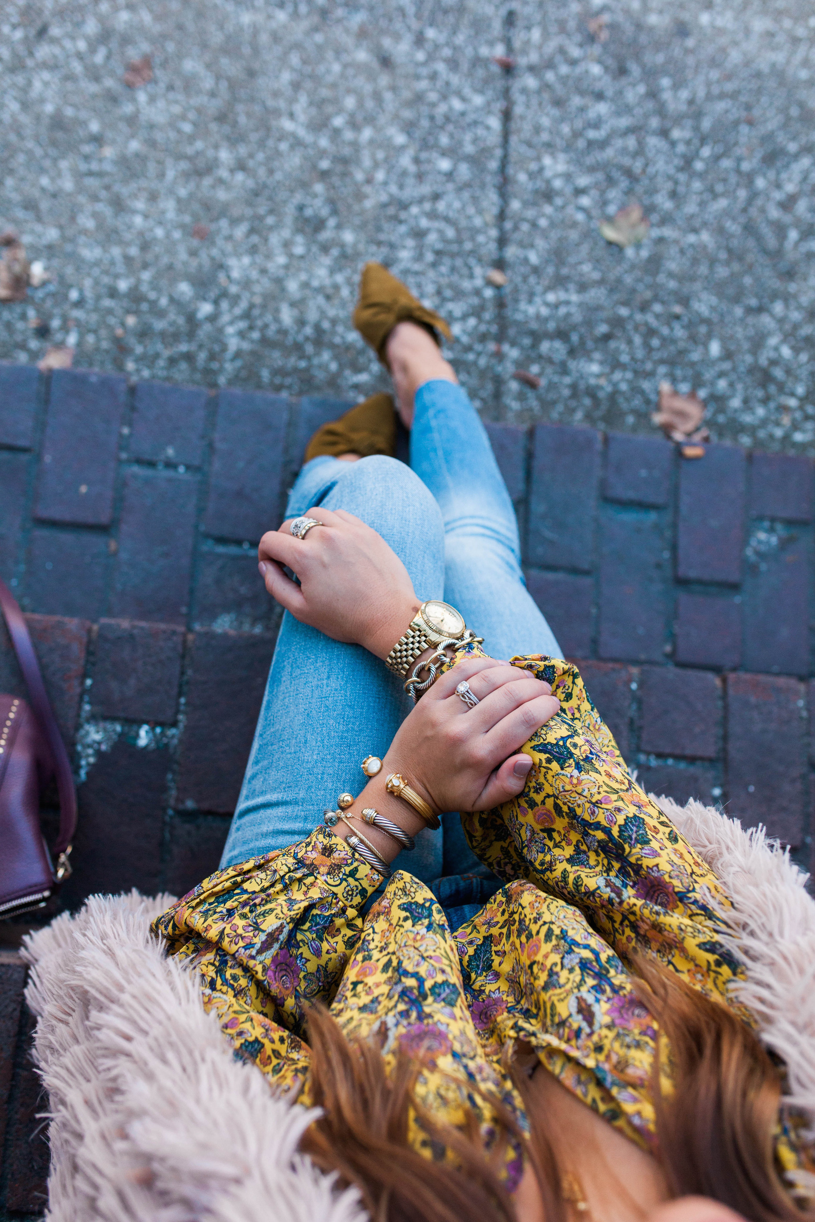 Fun fall outerwear / Fall floral blouse 