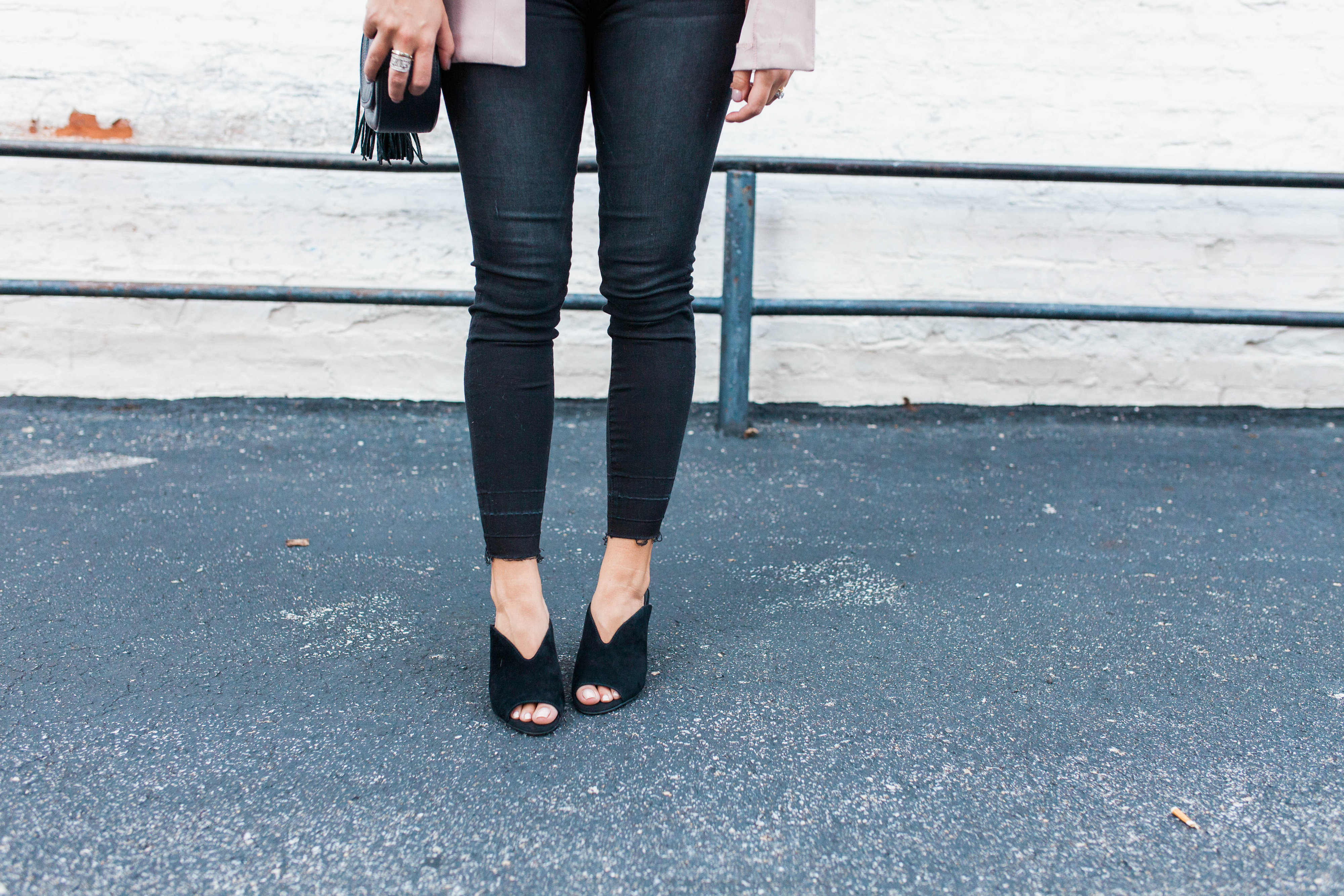 Blush blazer for fall / leopard velvet tank