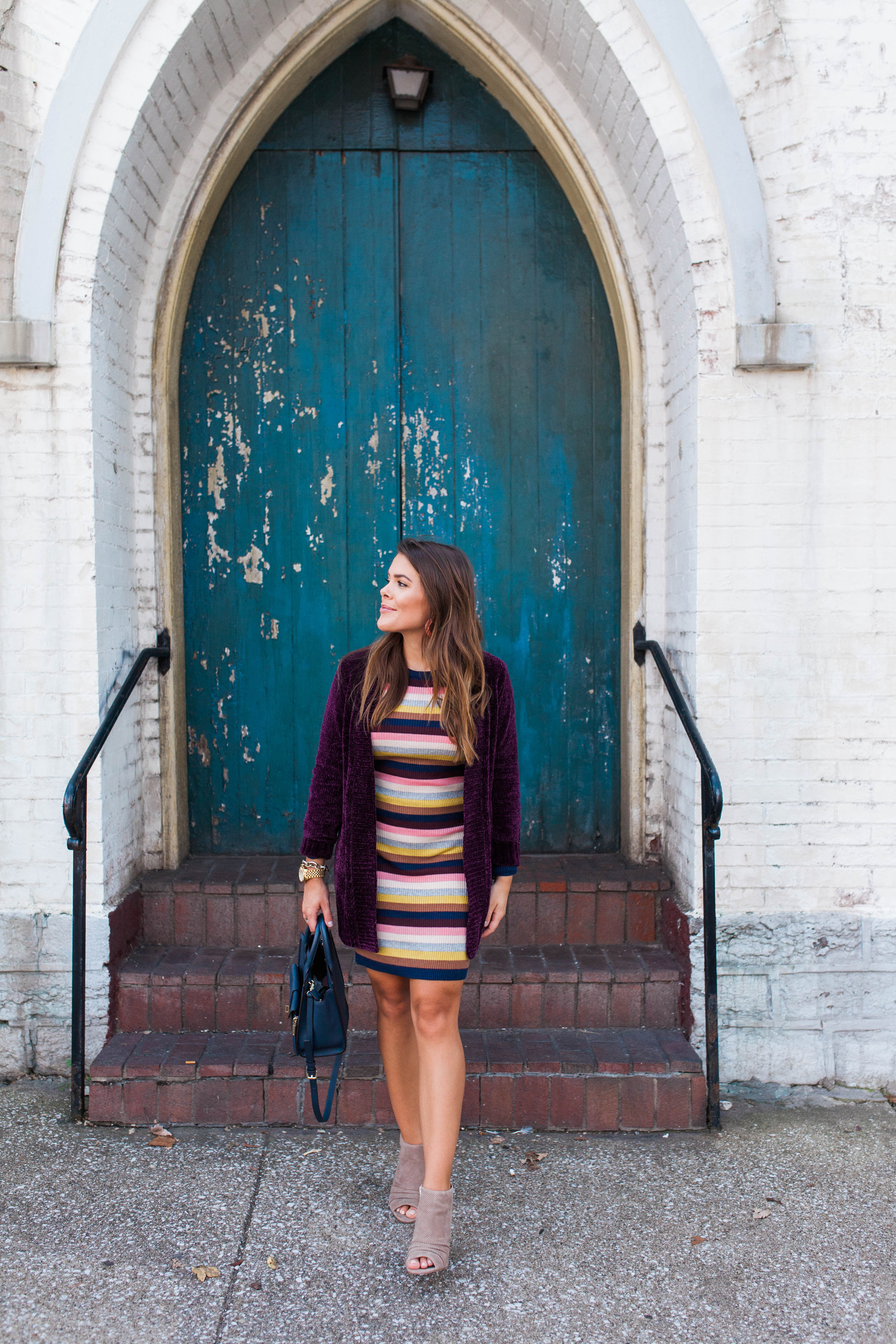 Casual Striped Bodycon Dress for Fall