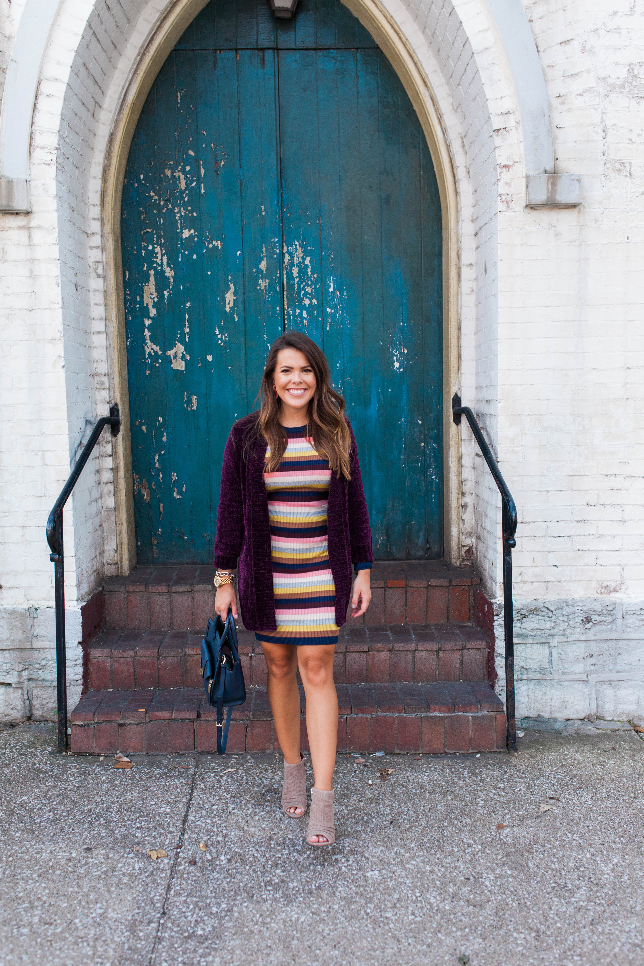 Casual Striped Bodycon Dress for Fall